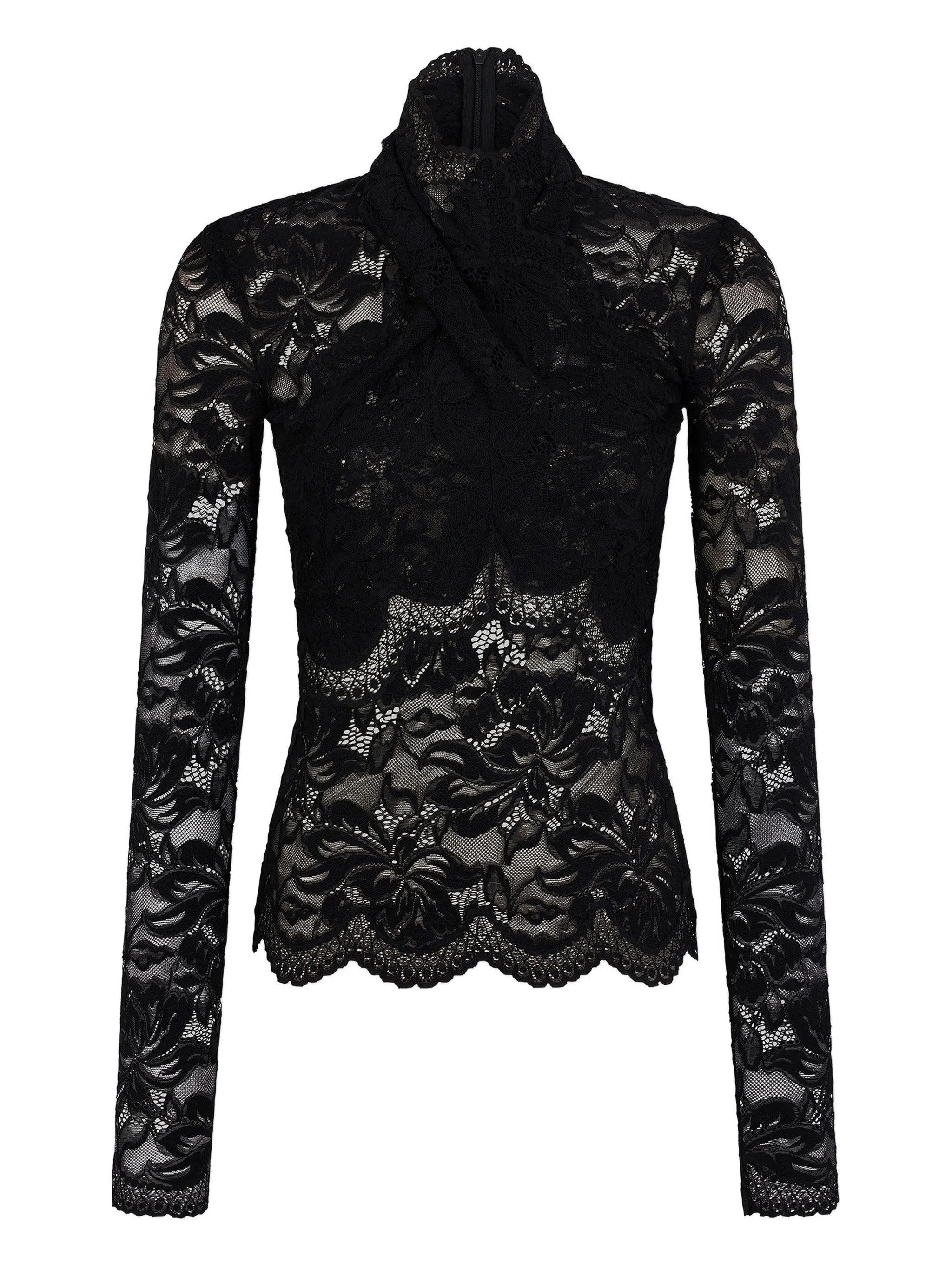 lace long-sleeve blouse