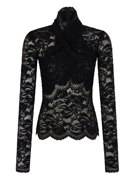 lace long-sleeve blouse