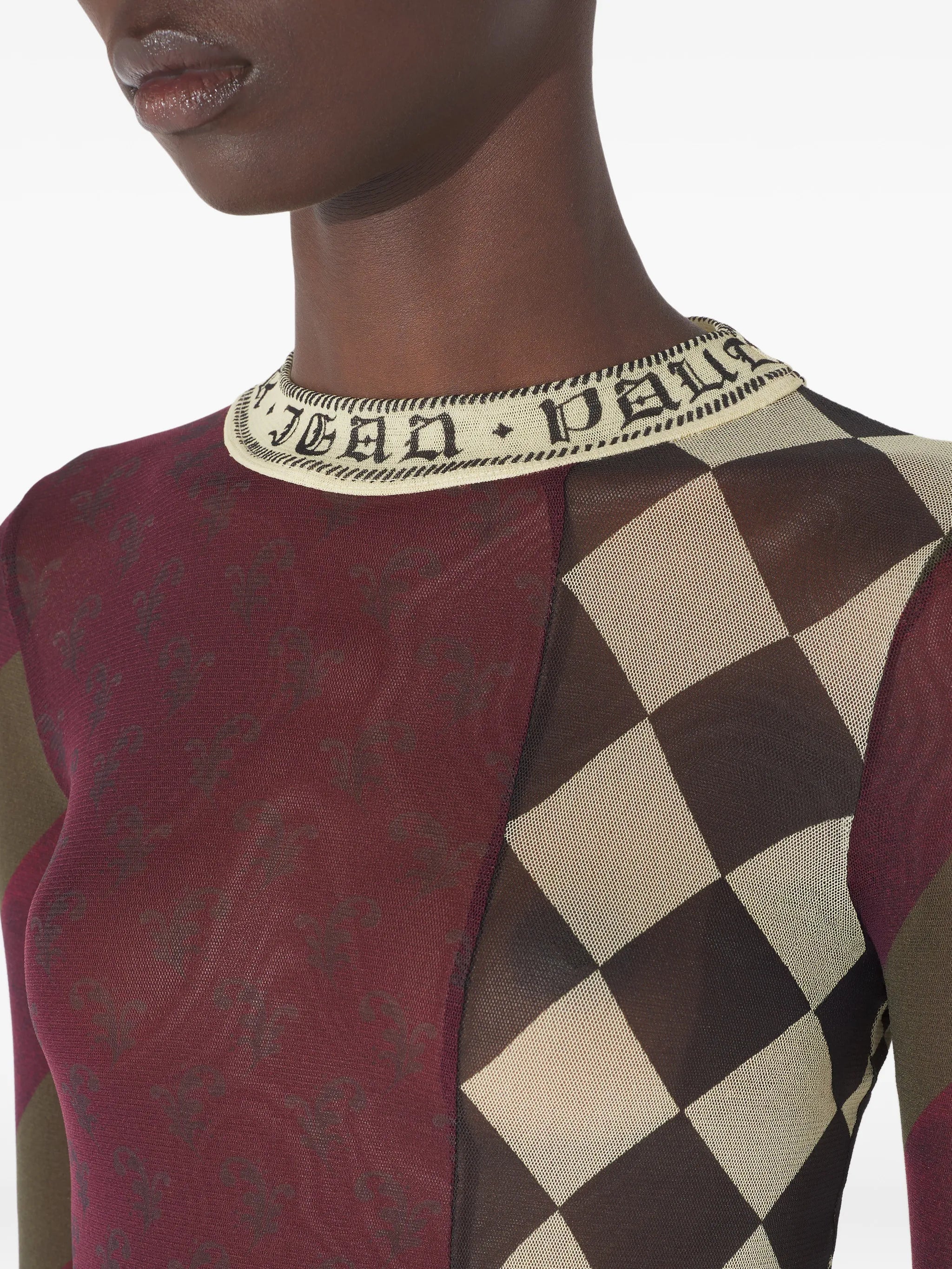 patchwork long-sleeves Top