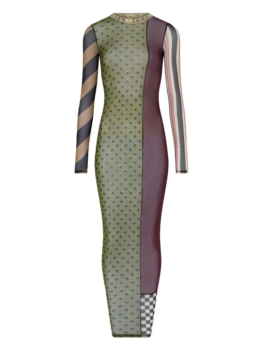 patchwork printed maxi dress
