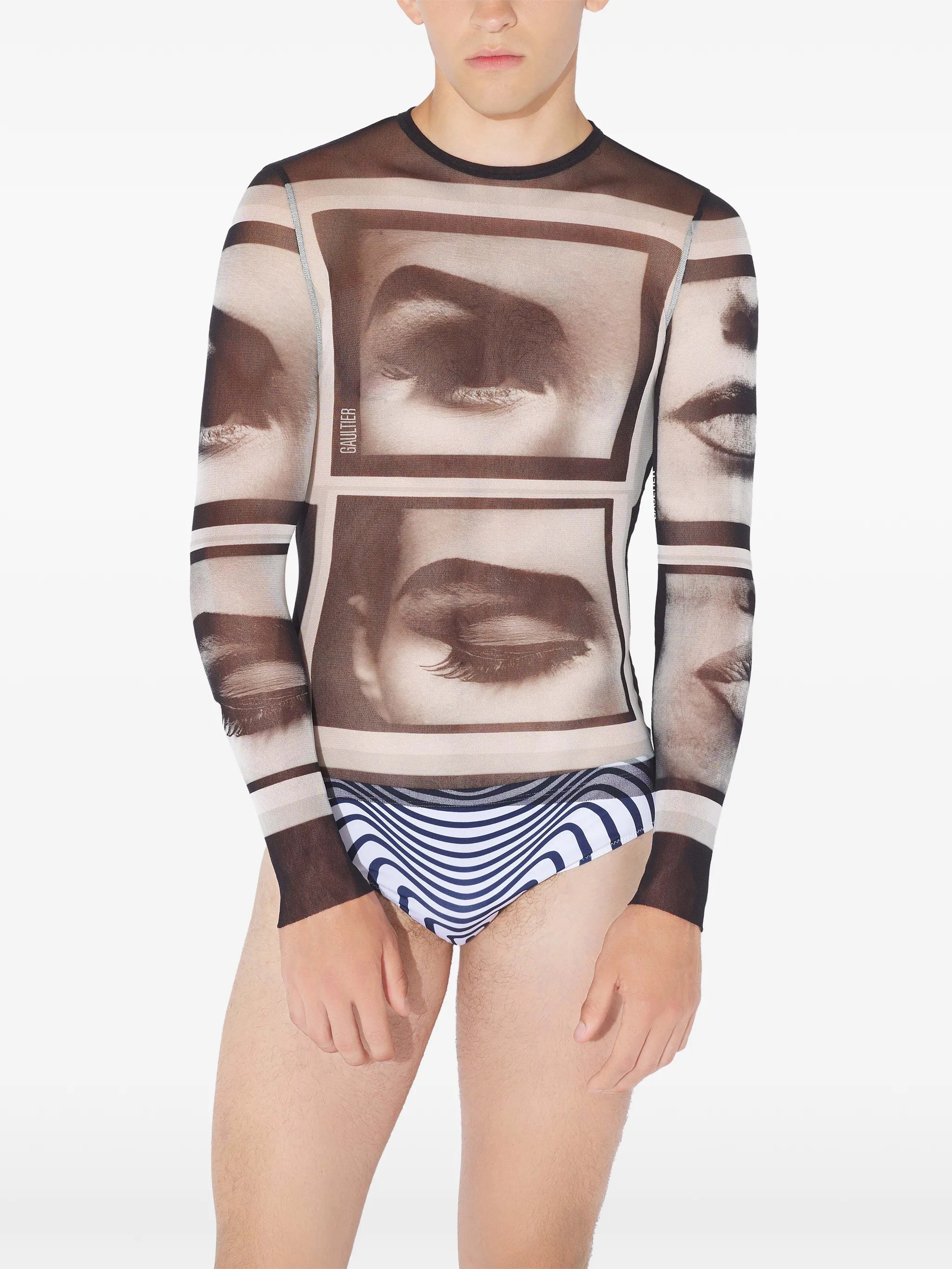 printed long-sleeve top