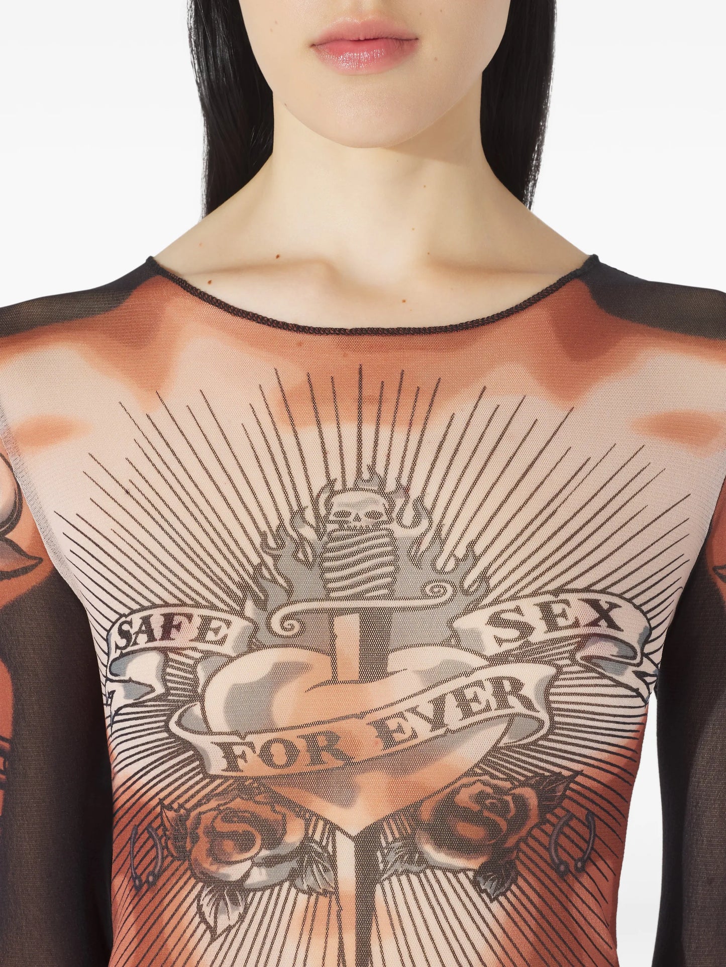 long-sleeves tattoo-print top