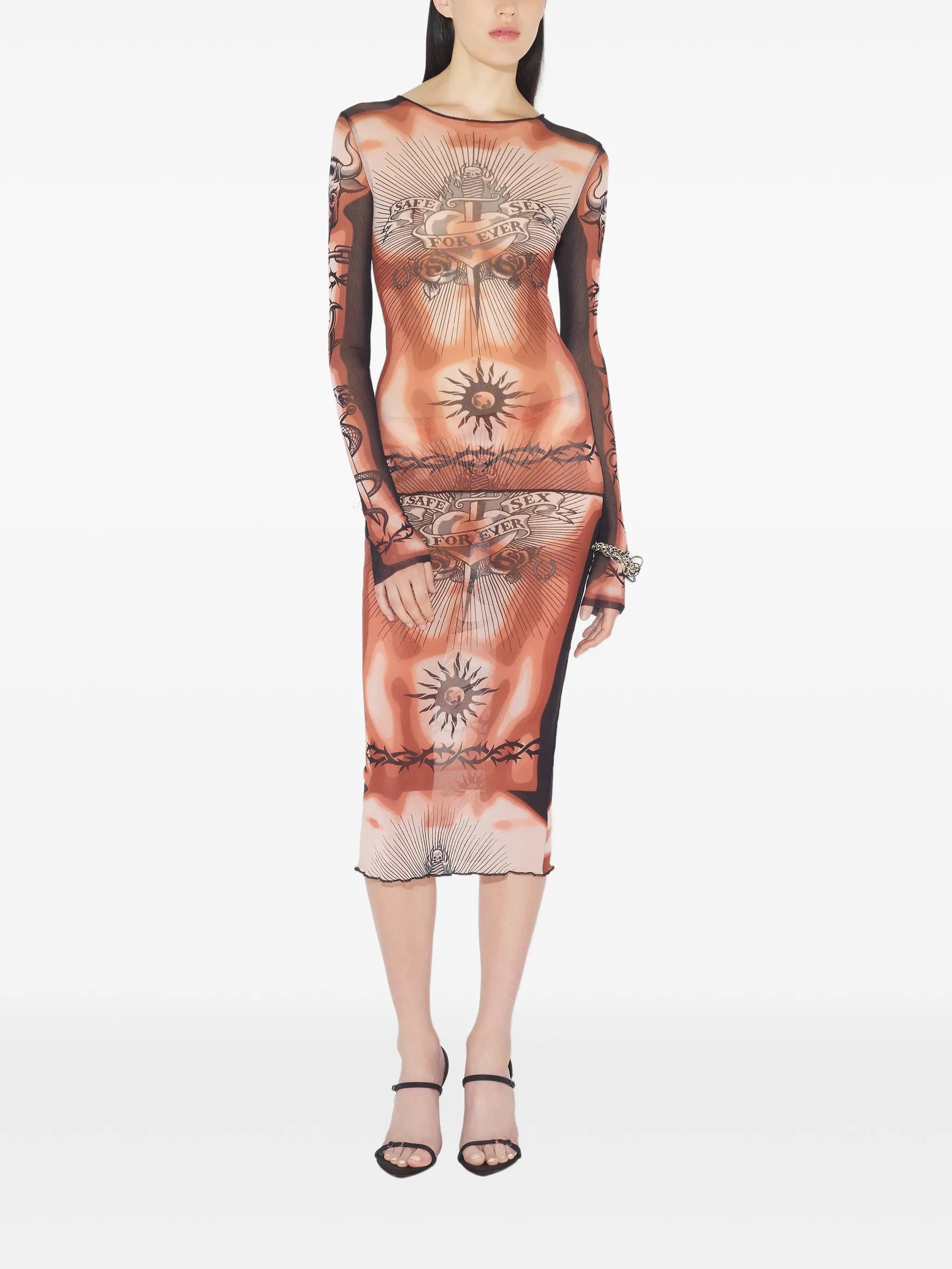 long-sleeves tattoo-print top