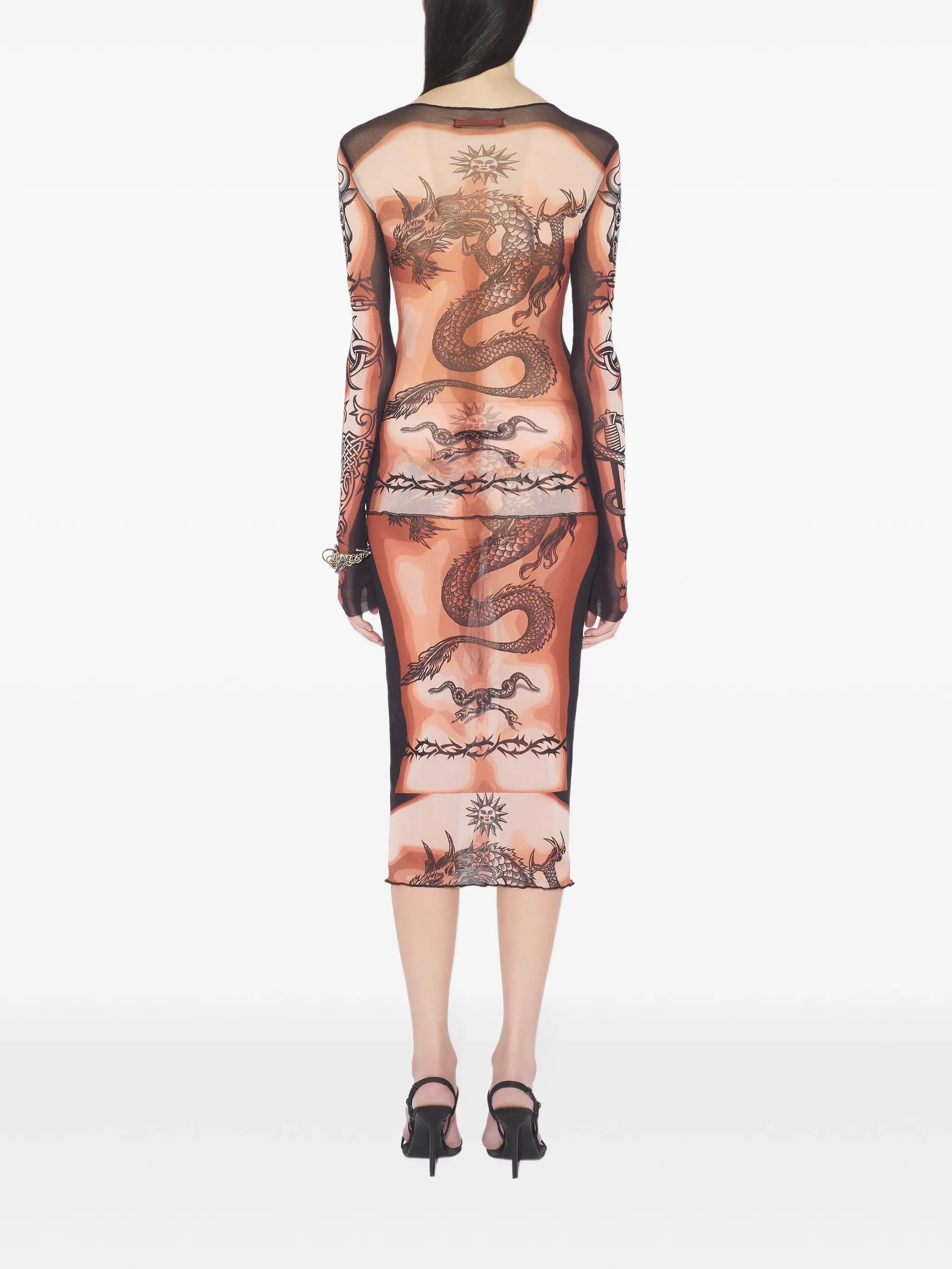 long-sleeves tattoo-print top