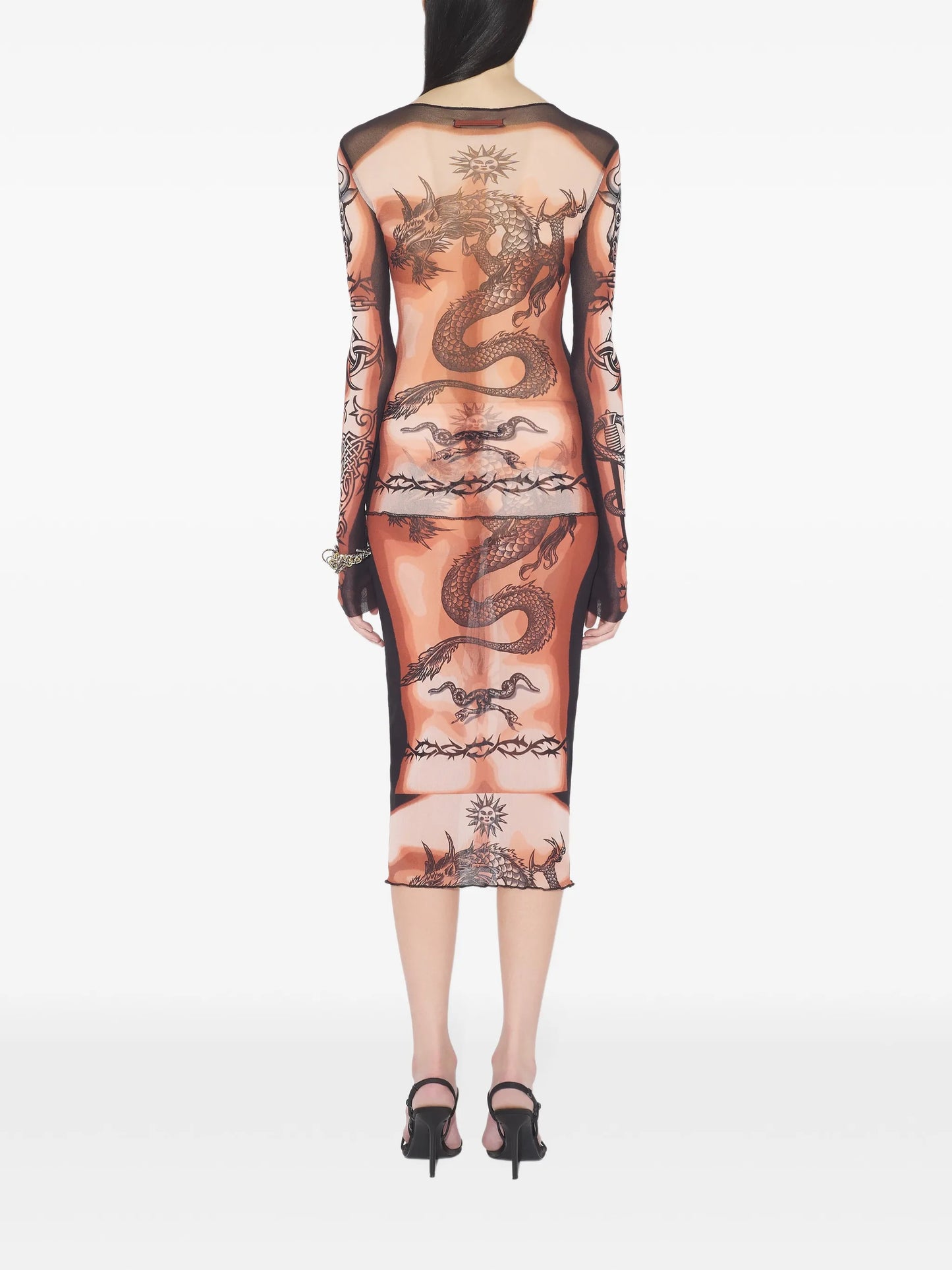 long-sleeves tattoo-print top