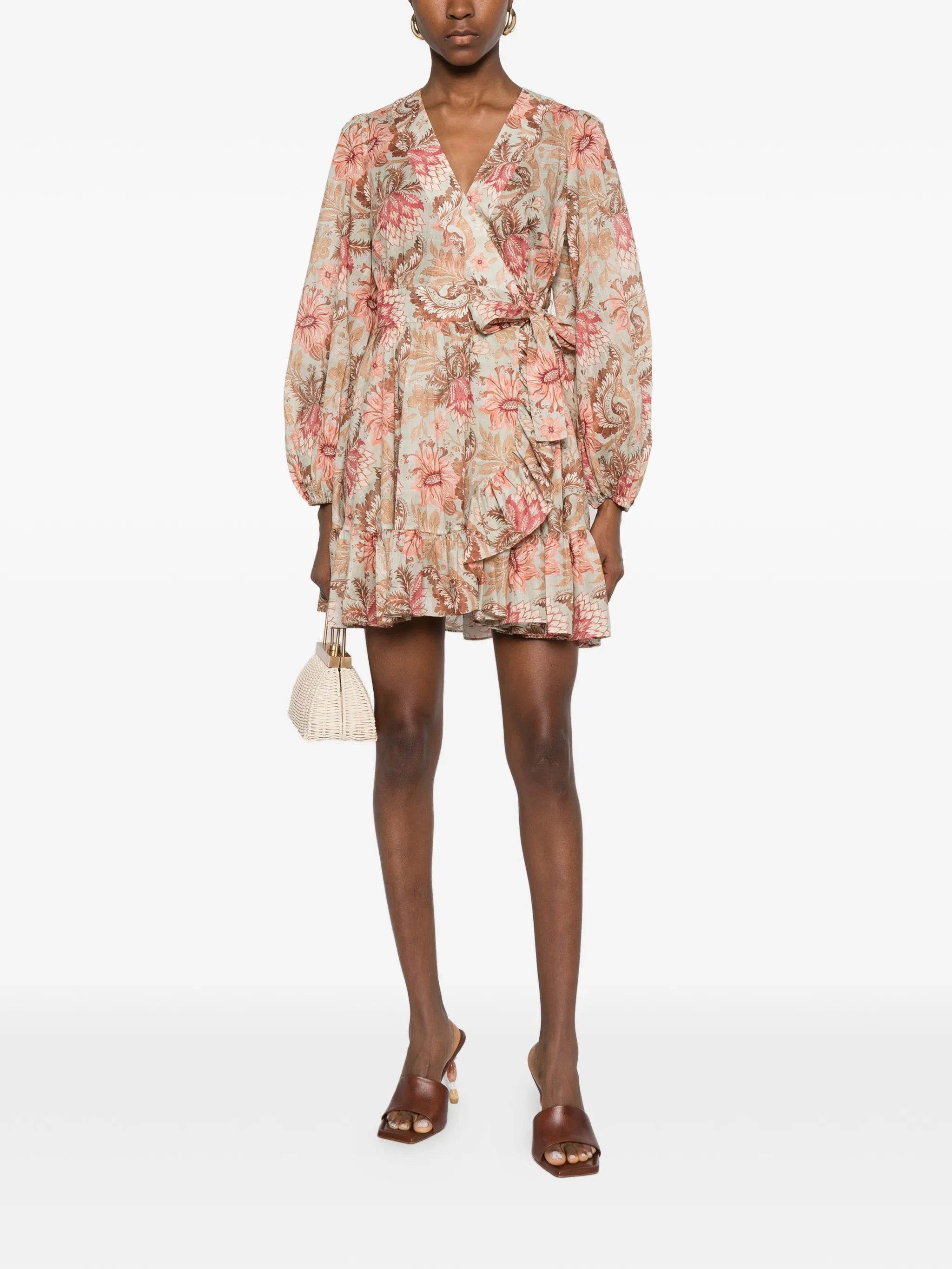 floral ruffled mini dress