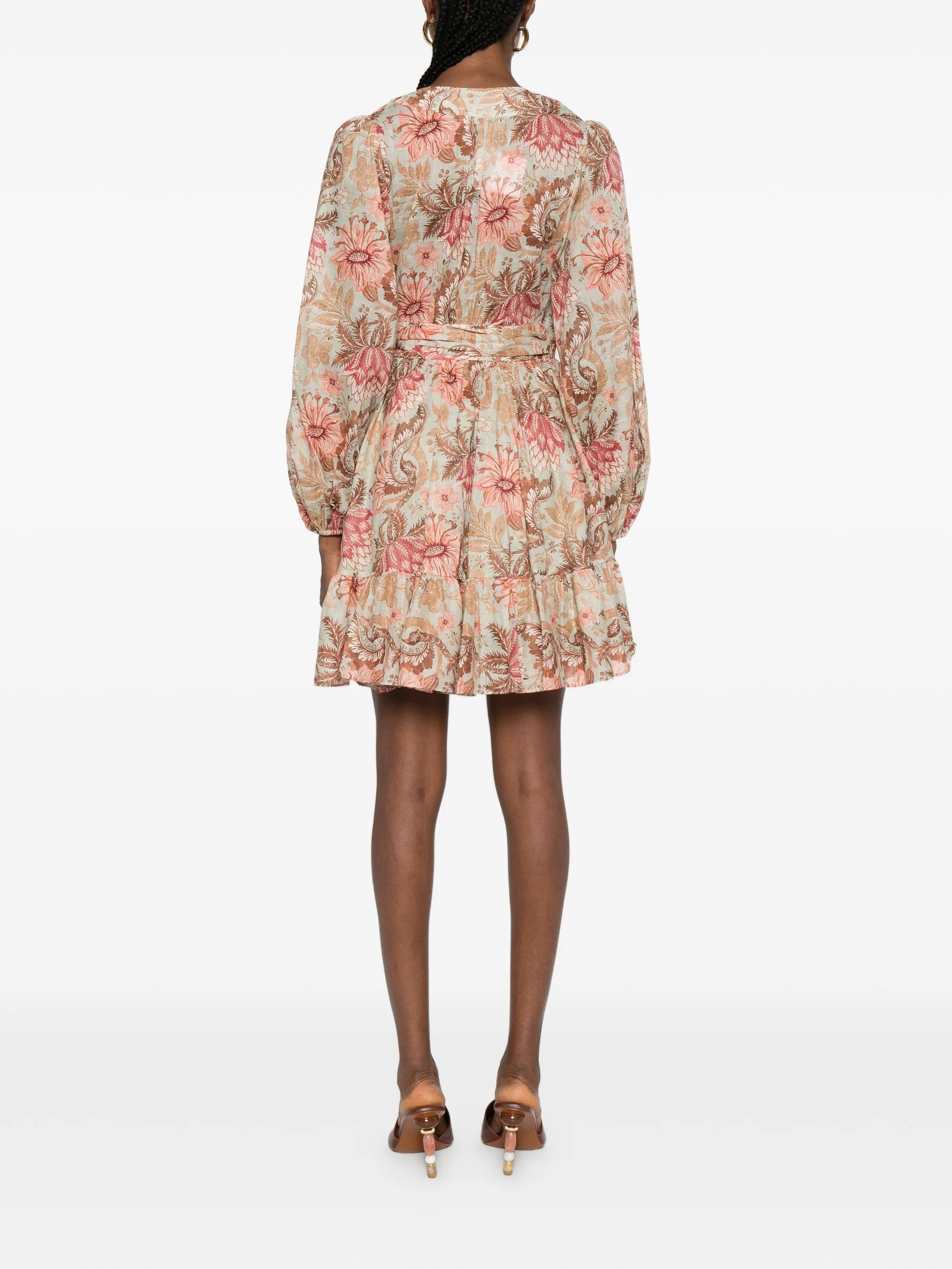 floral ruffled mini dress