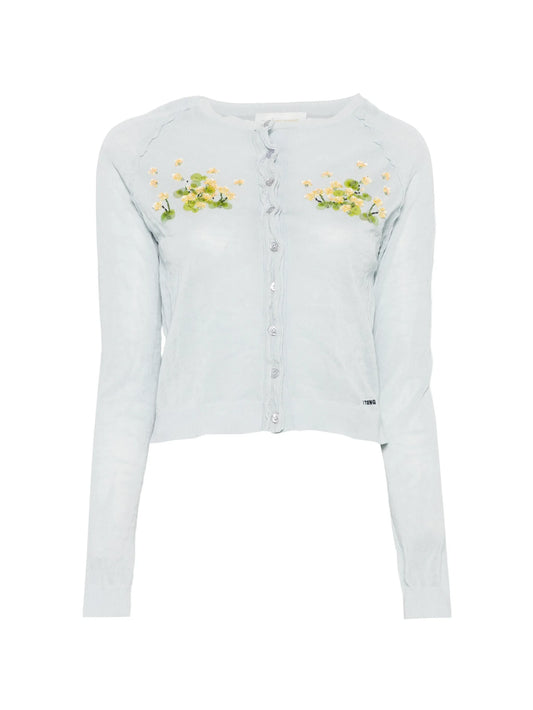 beaded floral knit cardigan