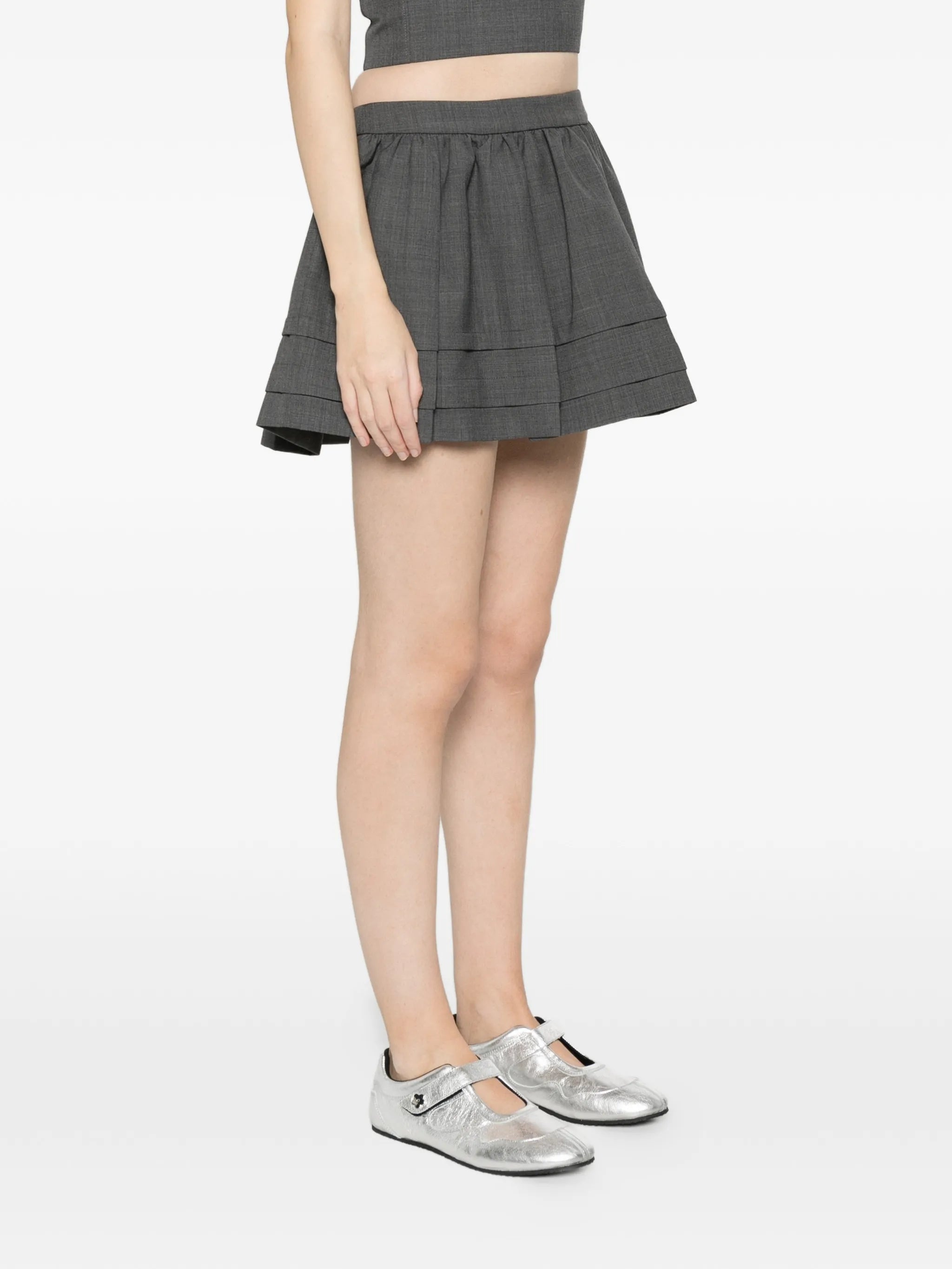 ruffle-detail pleated mini skirt