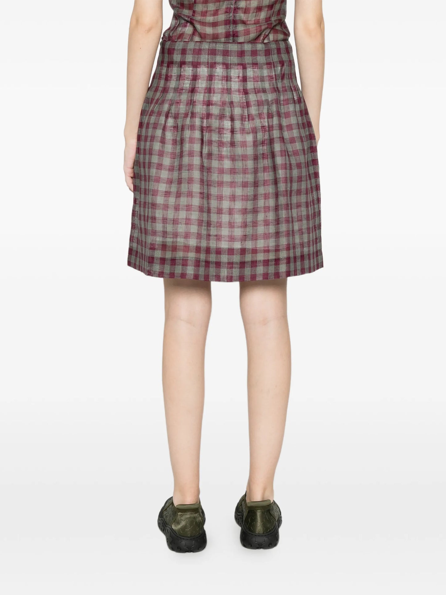 pleated check mini skirt