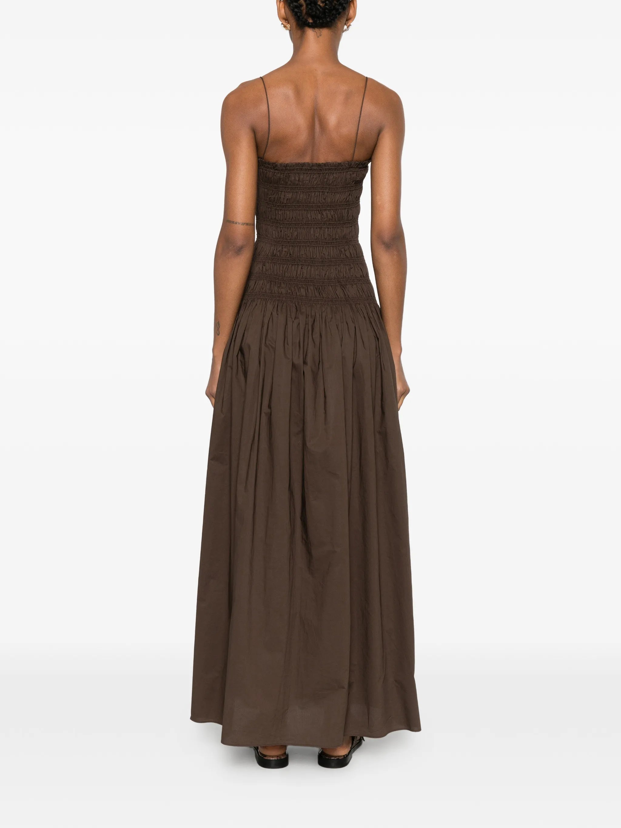 shirred drop-waist dress