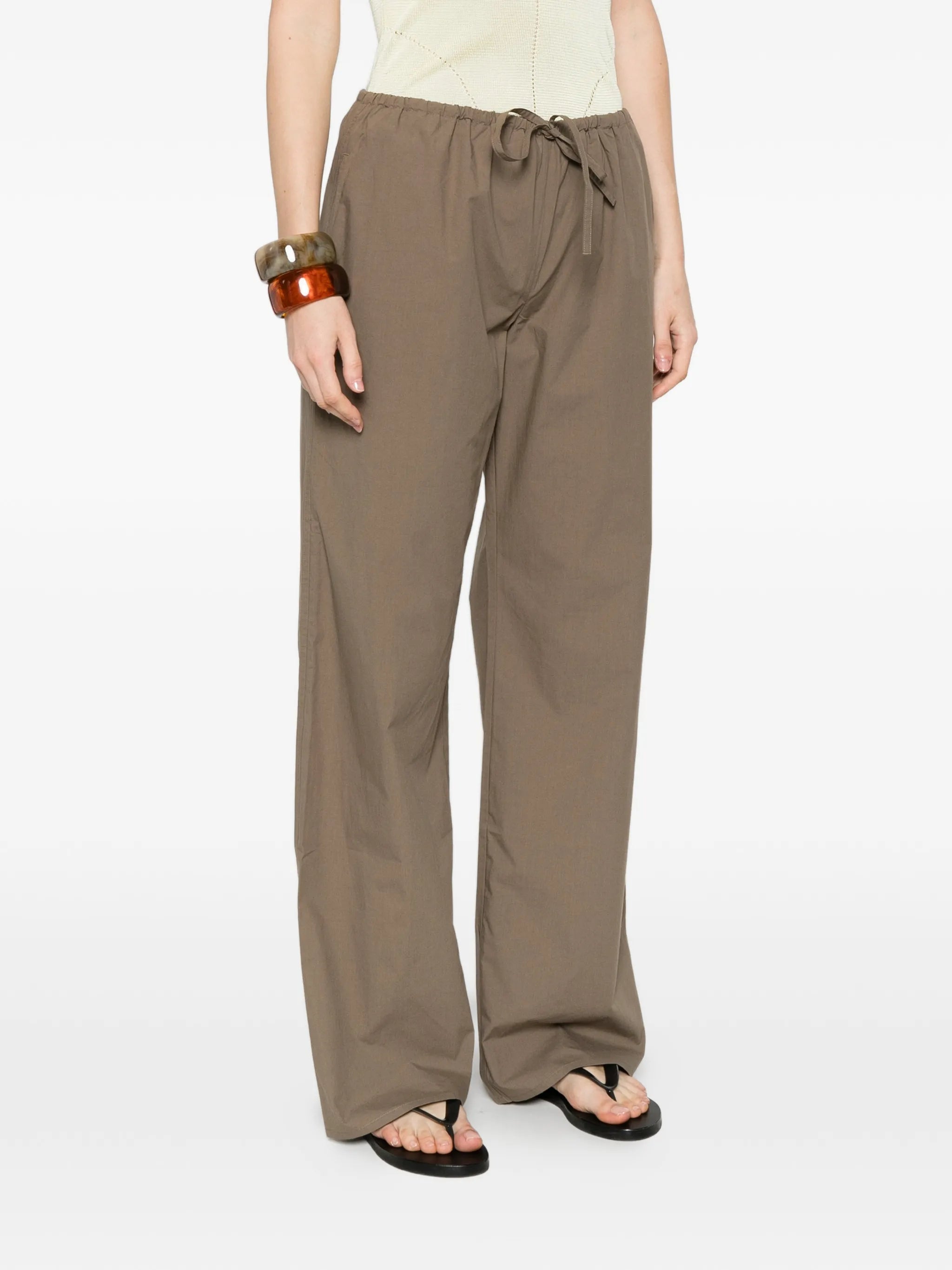 Drawcord straight-leg trousers