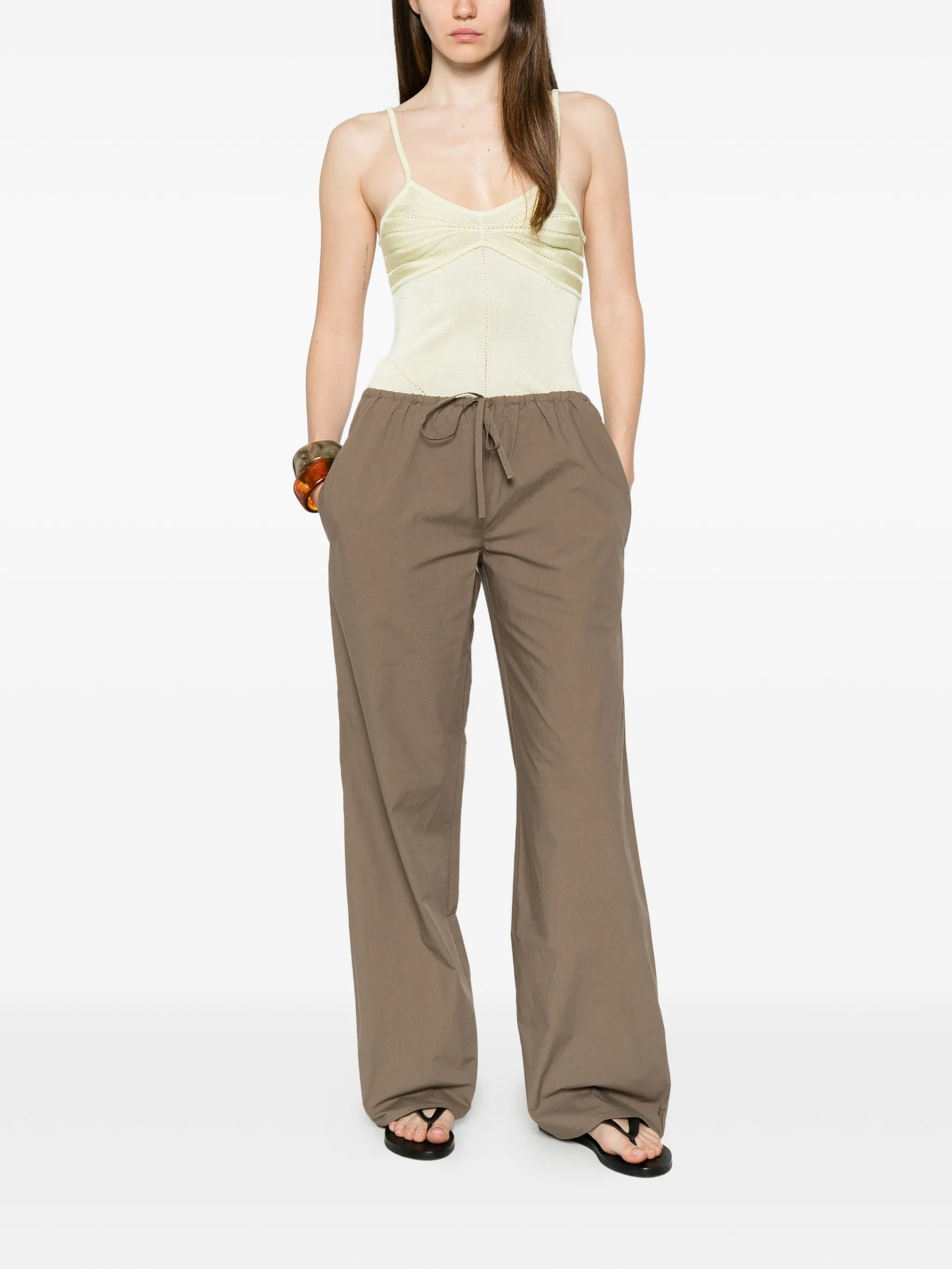 Drawcord straight-leg trousers