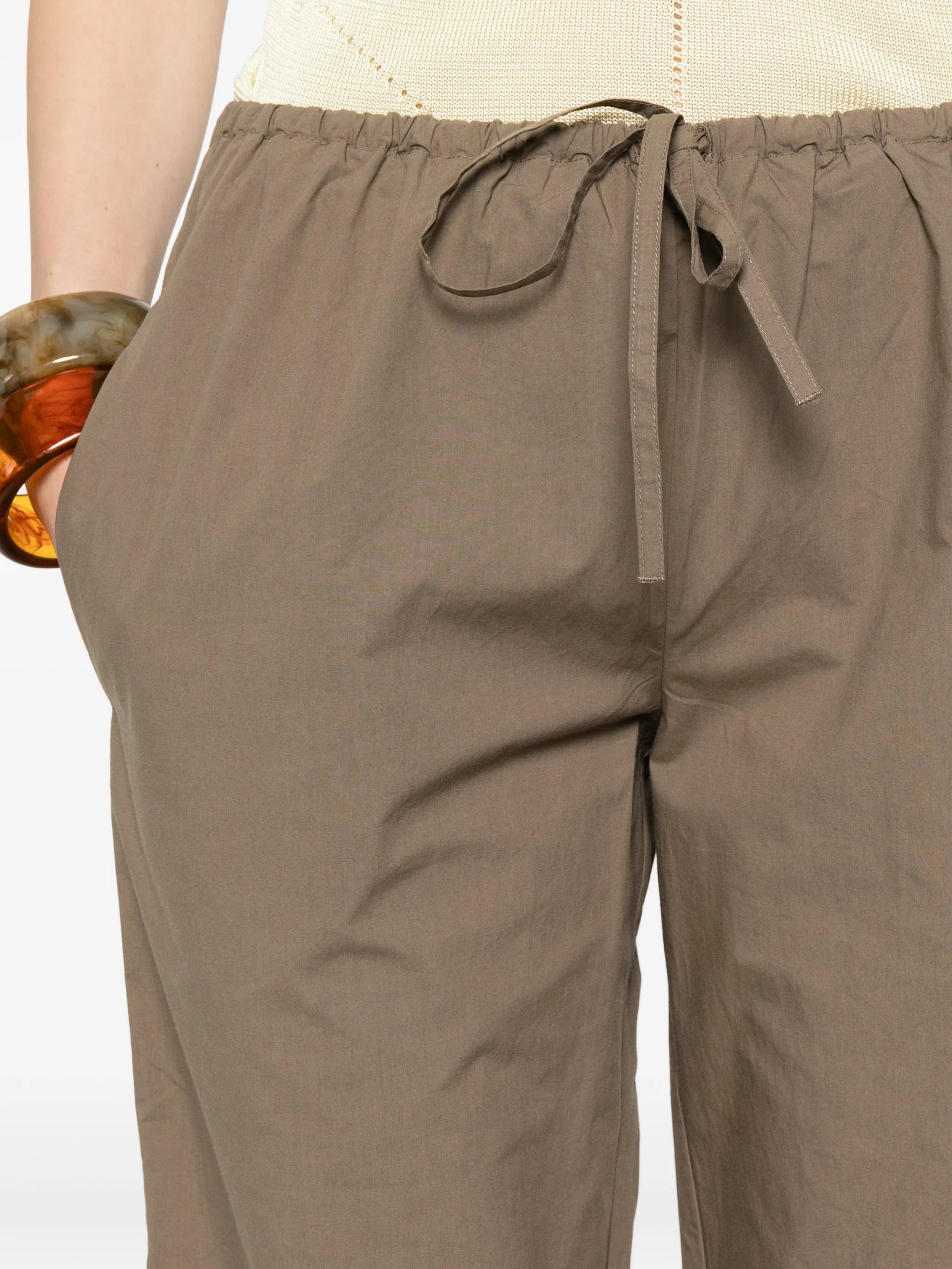 Drawcord straight-leg trousers