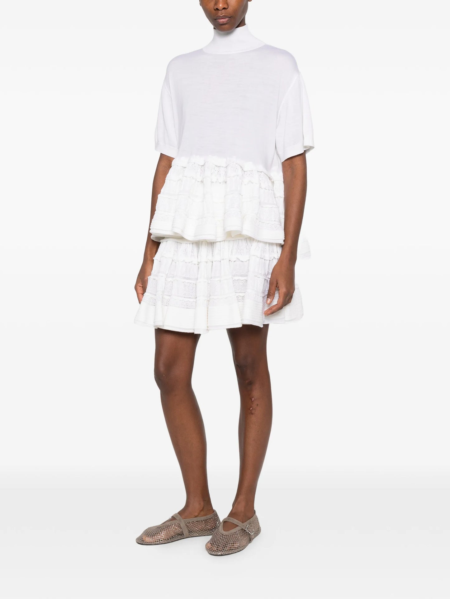 ruffled mini skirt