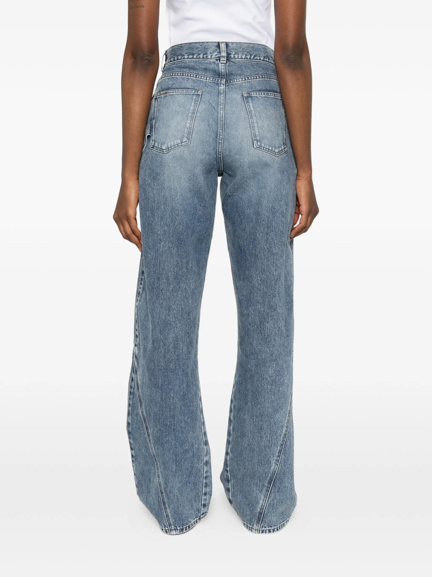 twisted-effect logo-patch denim jeans