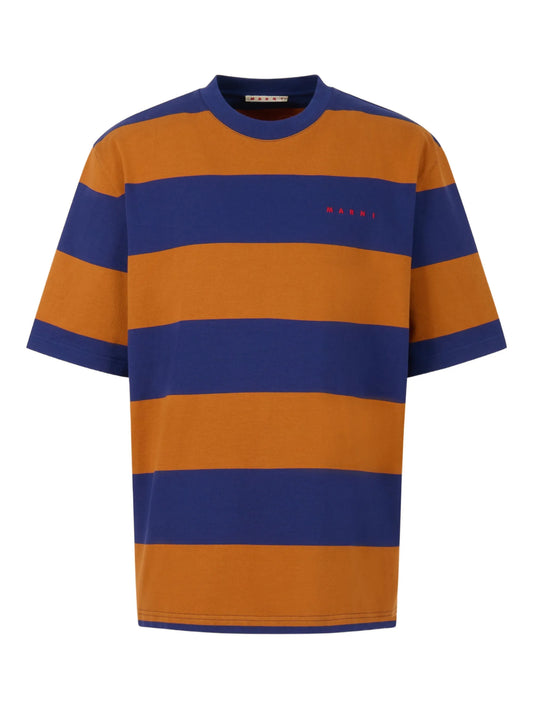 two-tone maxi striped T-shirt