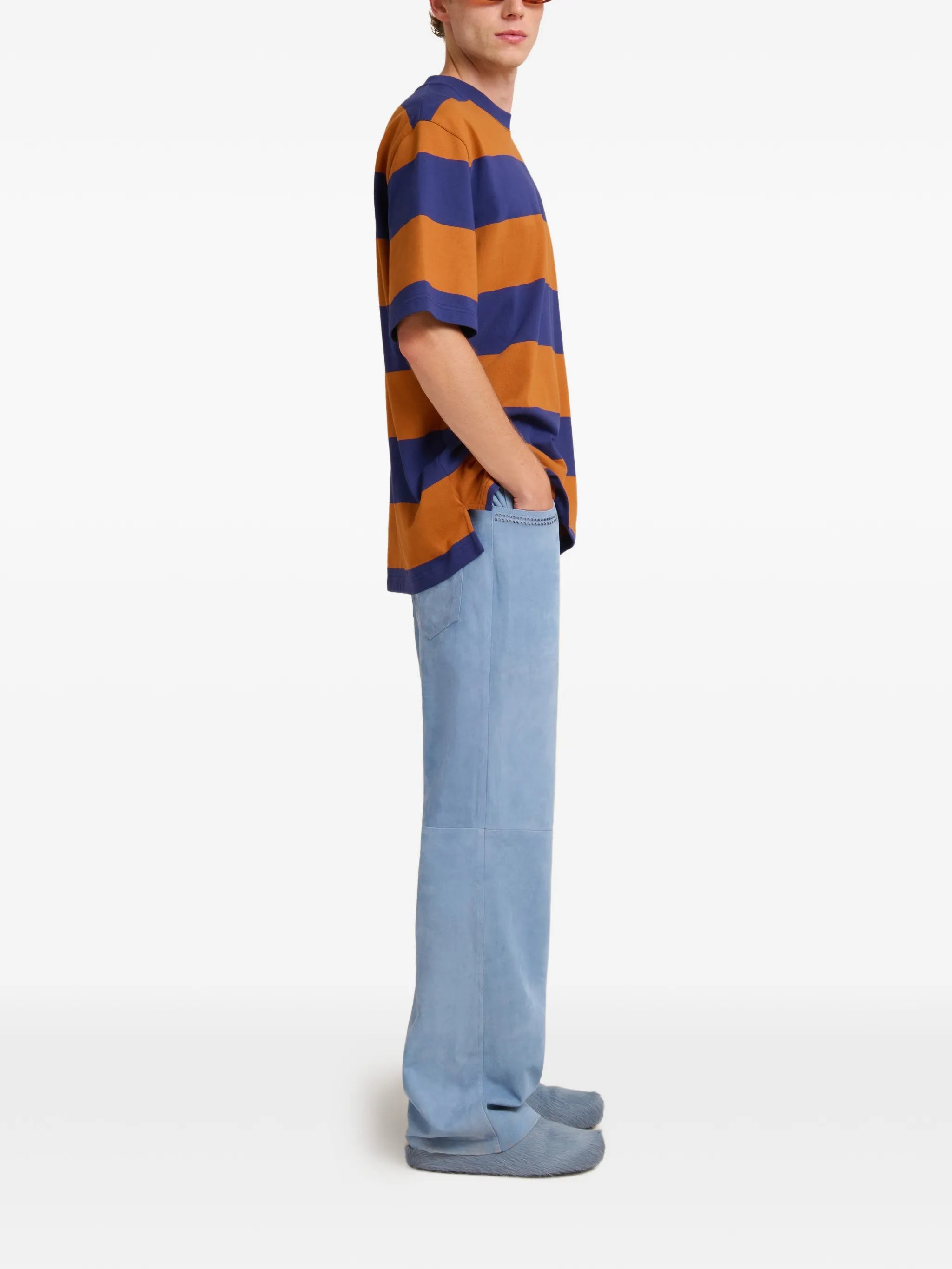 two-tone maxi striped T-shirt