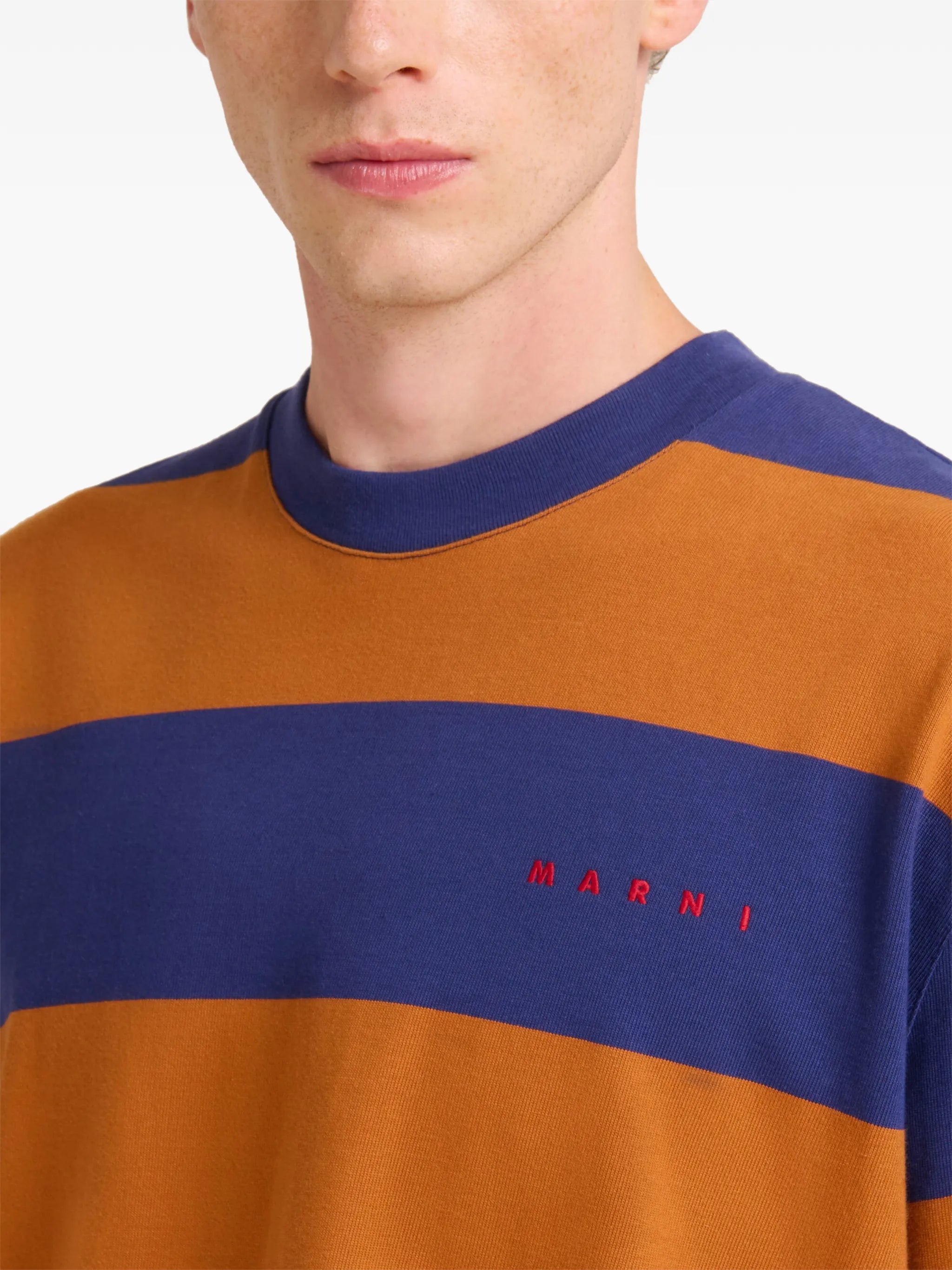 two-tone maxi striped T-shirt