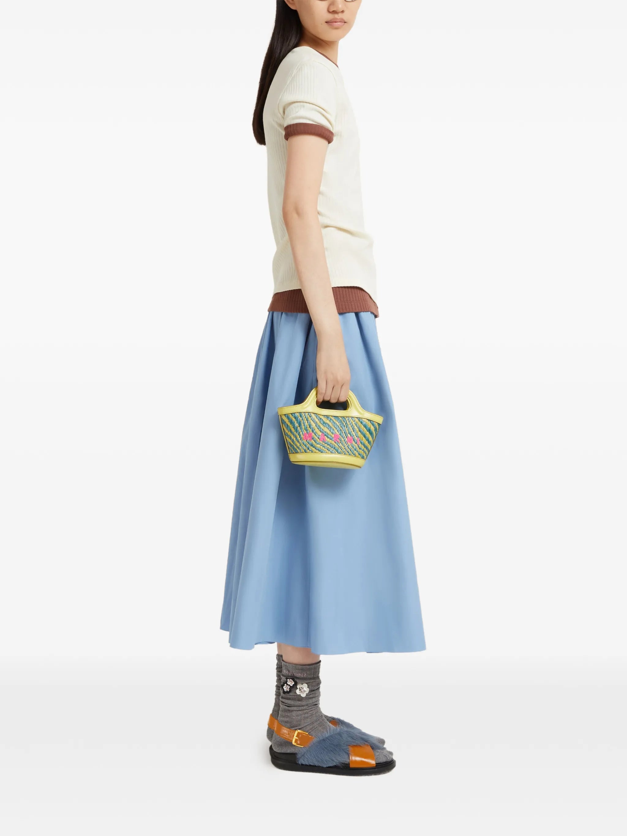 micro wavy-pattern embroidered bag