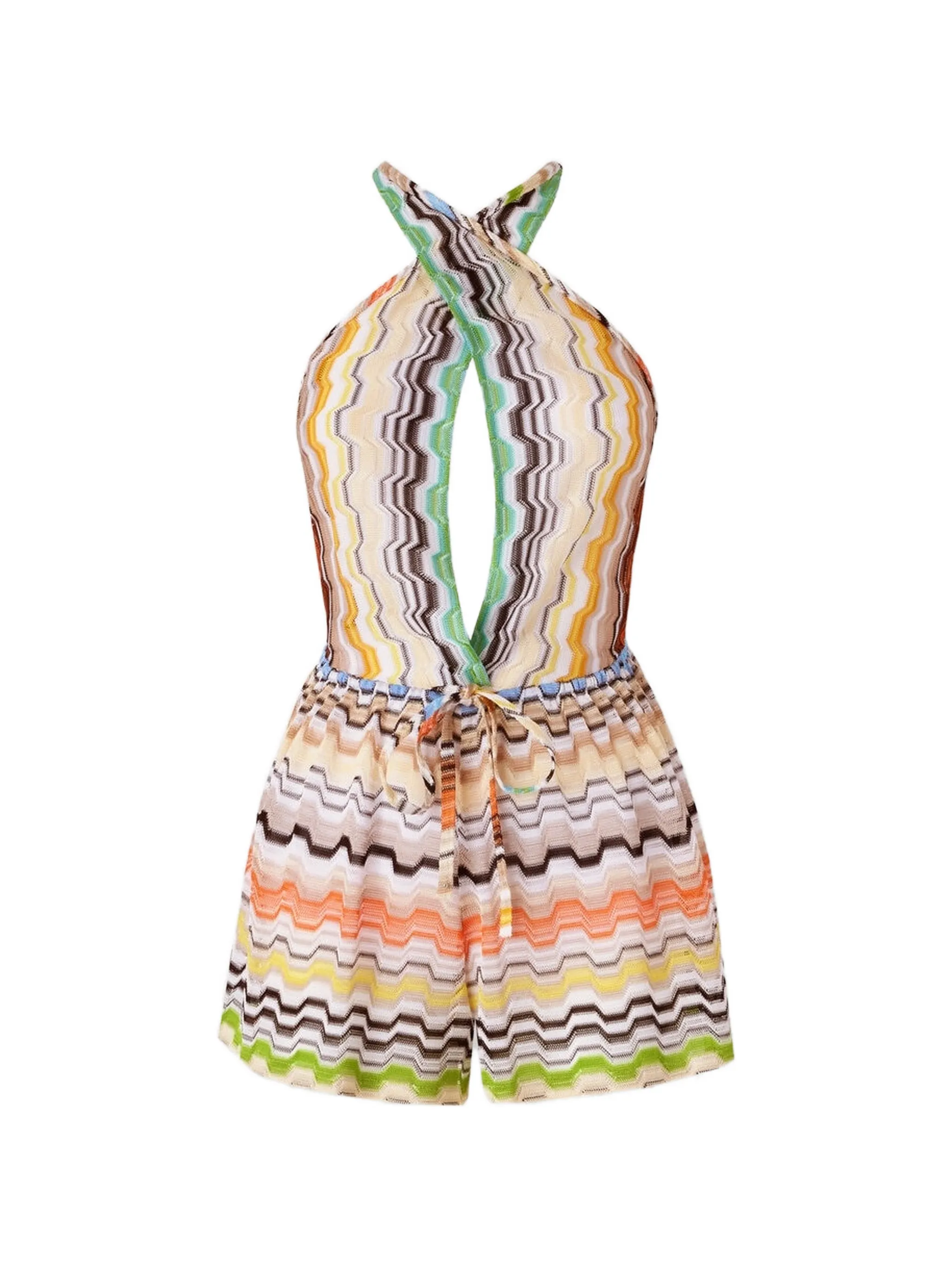 short jumpsuit with Greek motif
