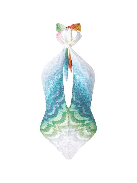 halterneck patterned swimsuit