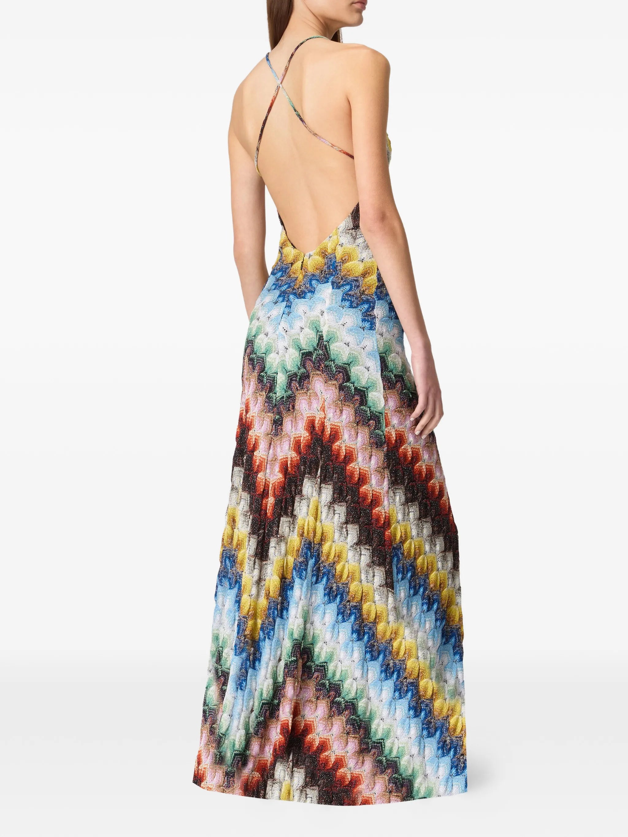 zig-zag V-neck maxi dress