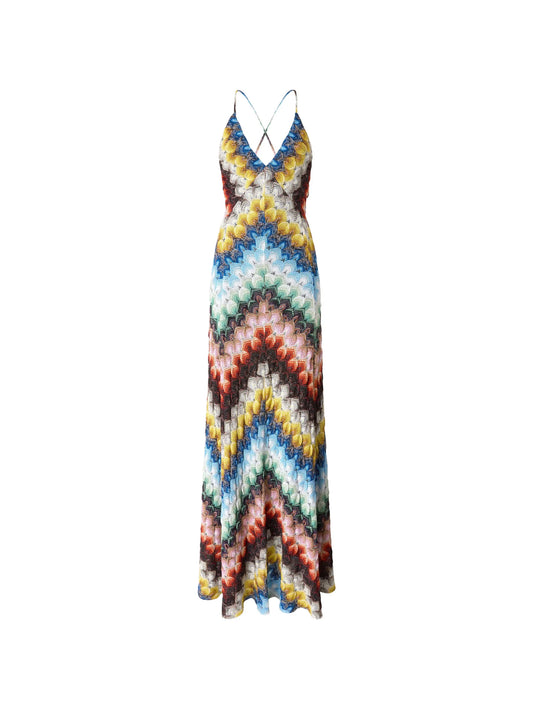 zig-zag V-neck maxi dress