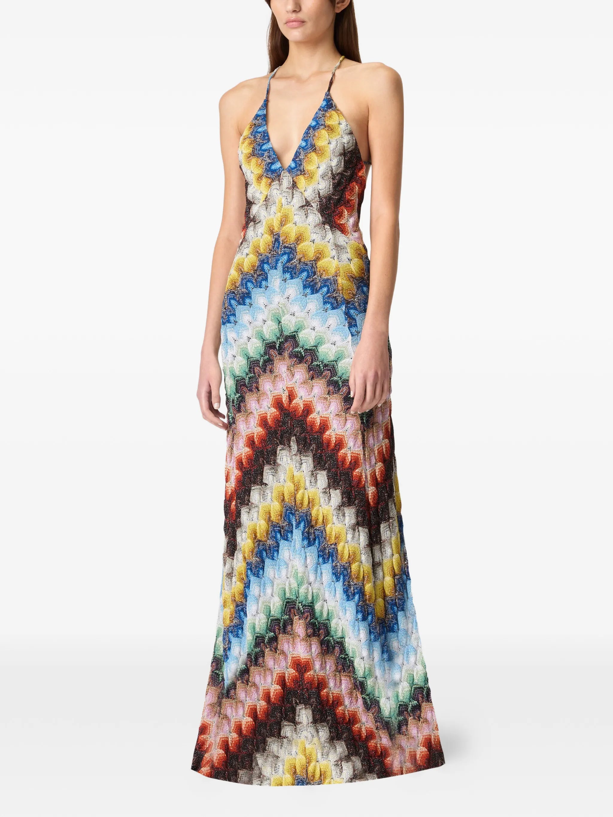zig-zag V-neck maxi dress