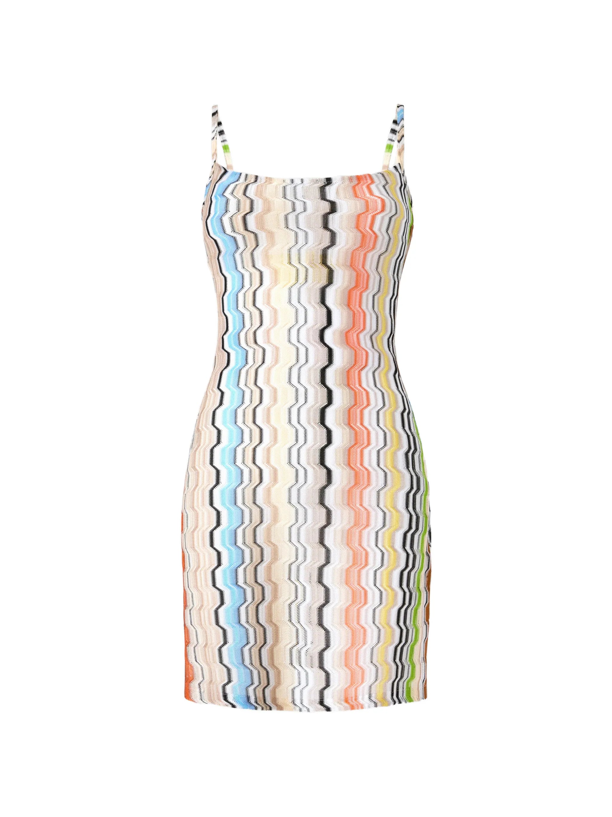 wavy-pattern tie-back mini dress