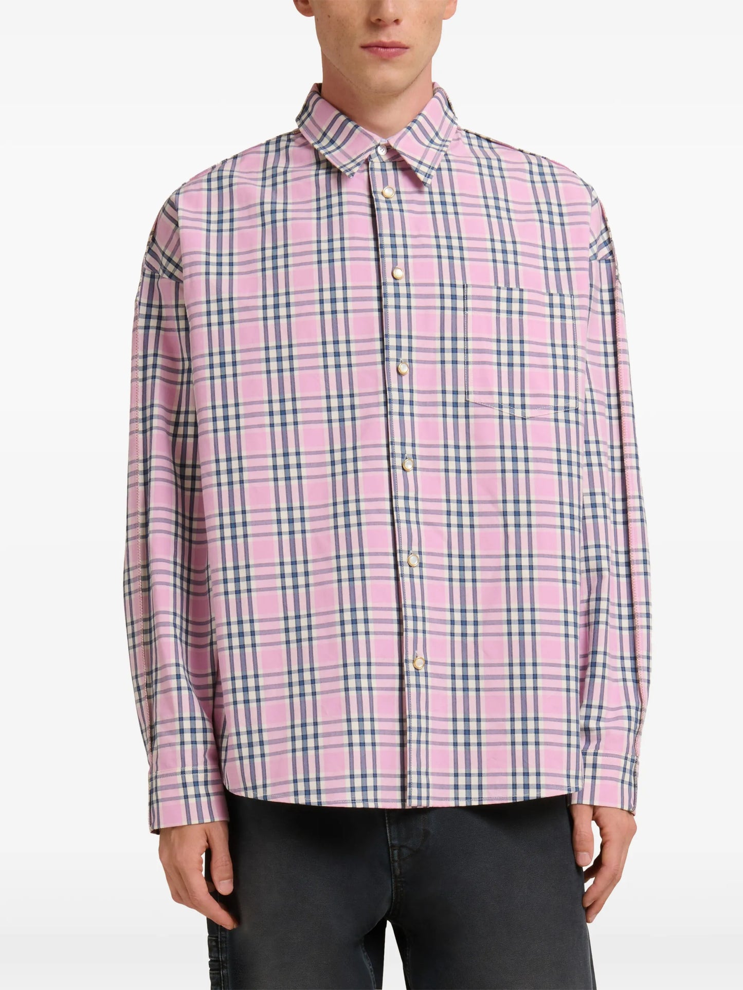 checked-pattern Ppocket shirt