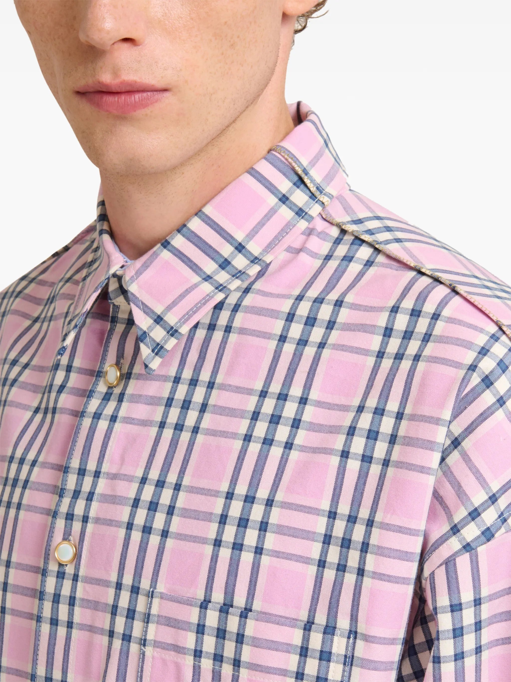 checked-pattern Ppocket shirt