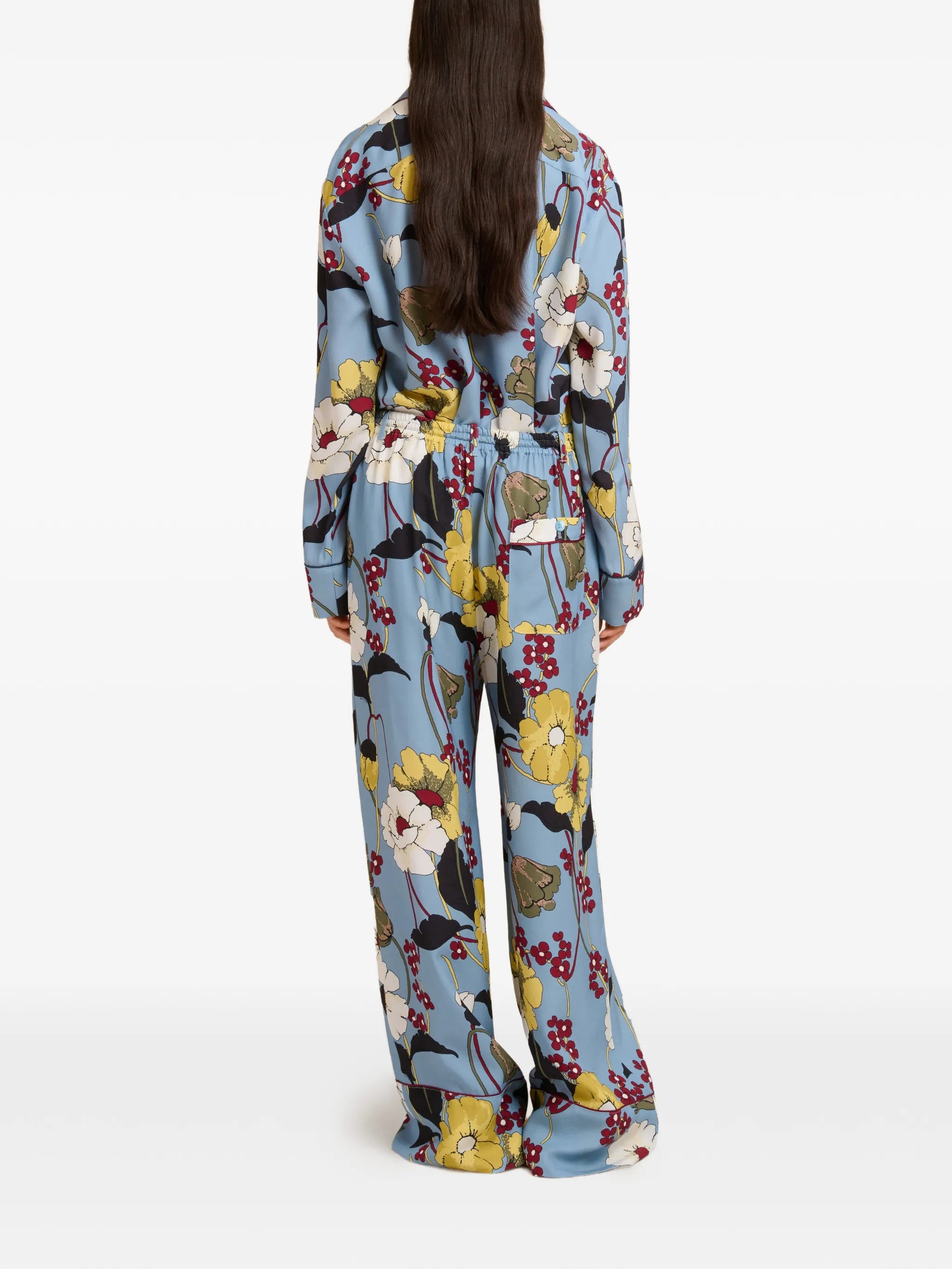floral-print satin trousers