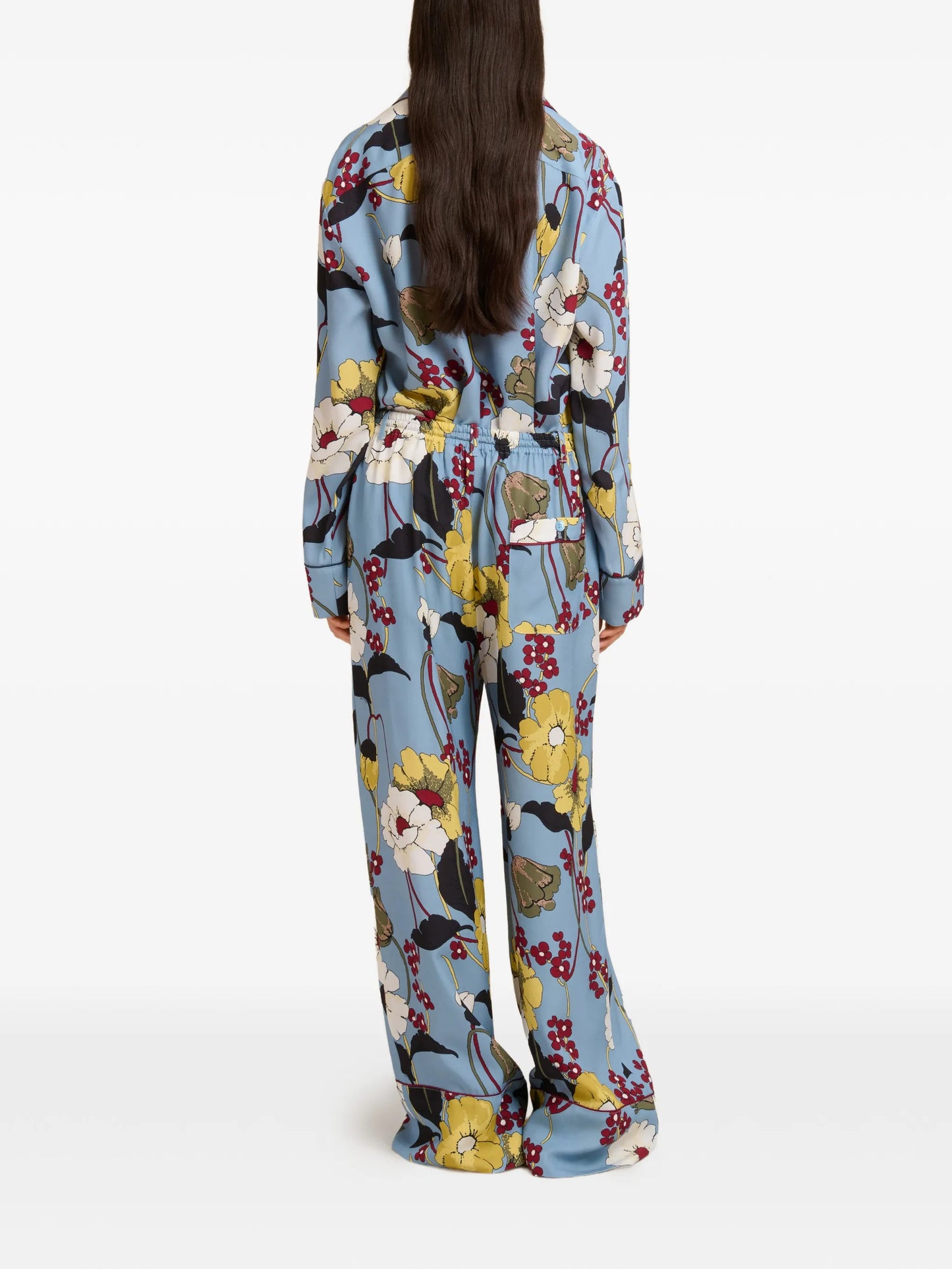 floral-print satin trousers
