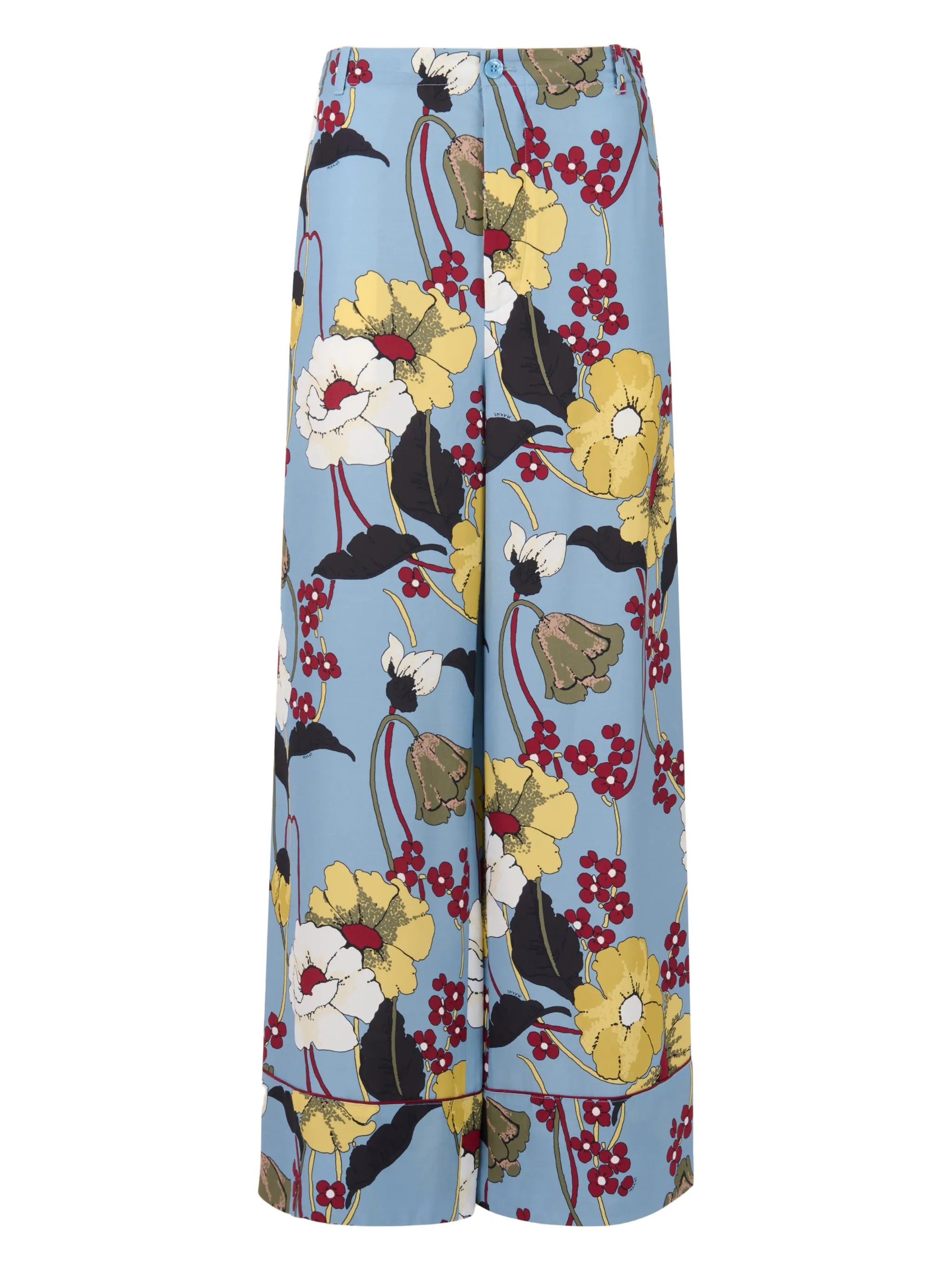 floral-print satin trousers