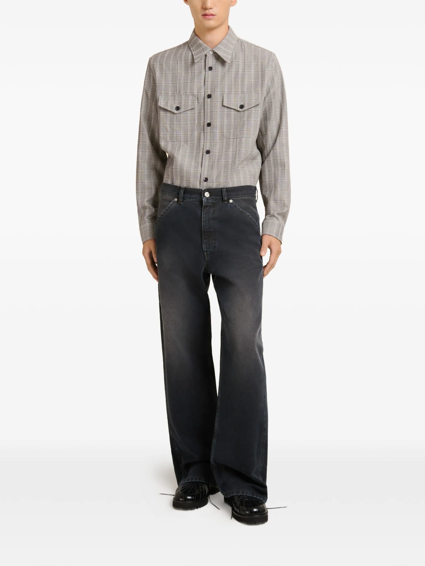 flag-patch faded jeans