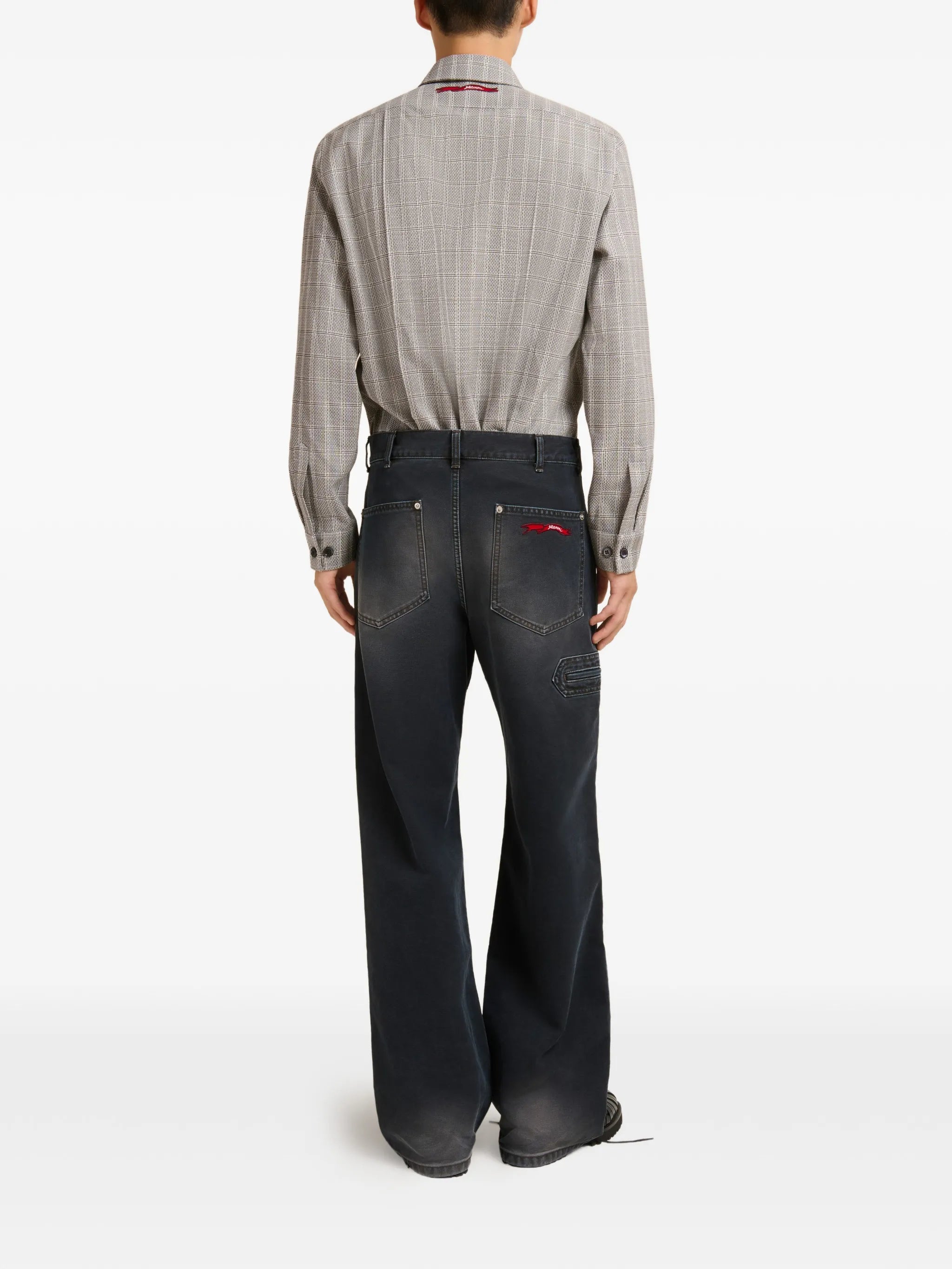 flag-patch faded jeans
