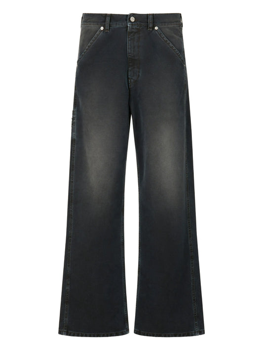 flag-patch faded jeans