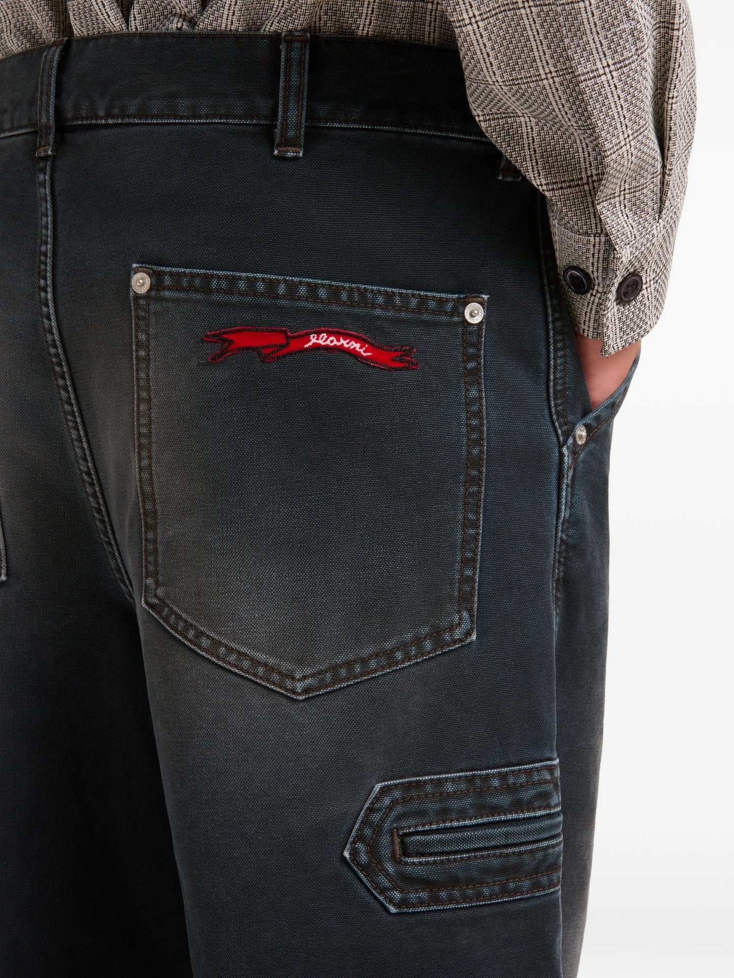 flag-patch faded jeans