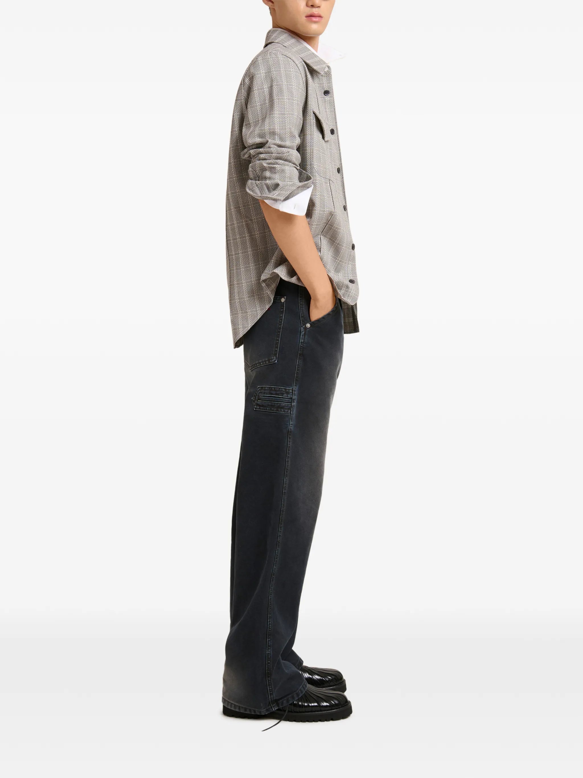 flag-patch faded jeans