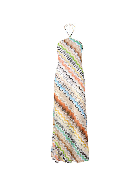patterned halterneck maxi dress