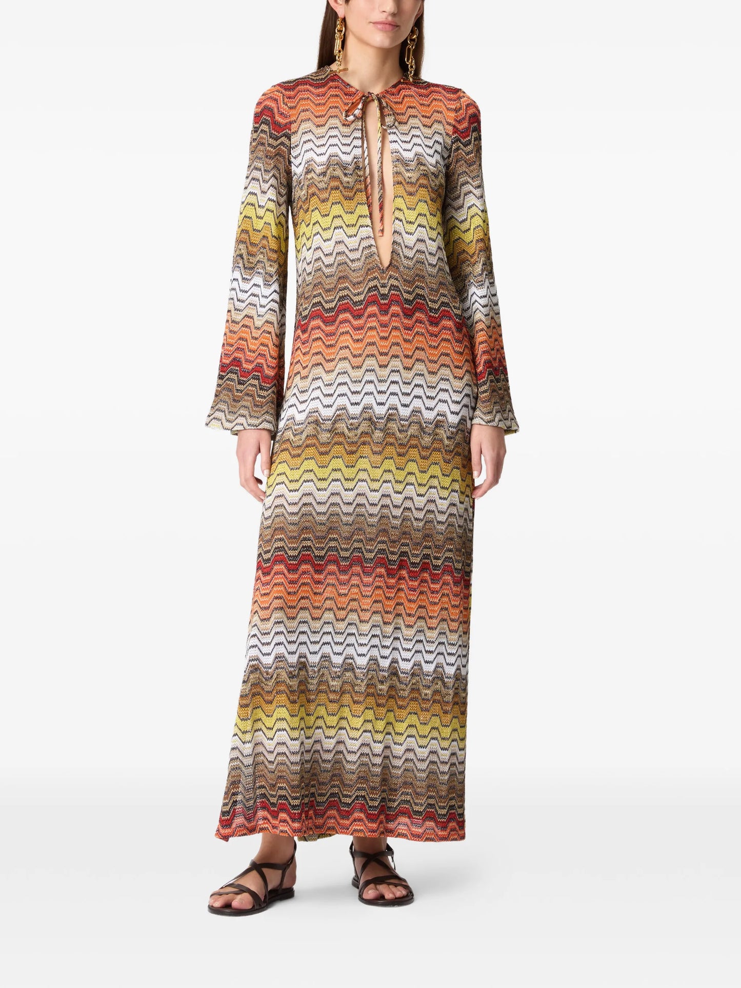 chevron-pattern maxi dress