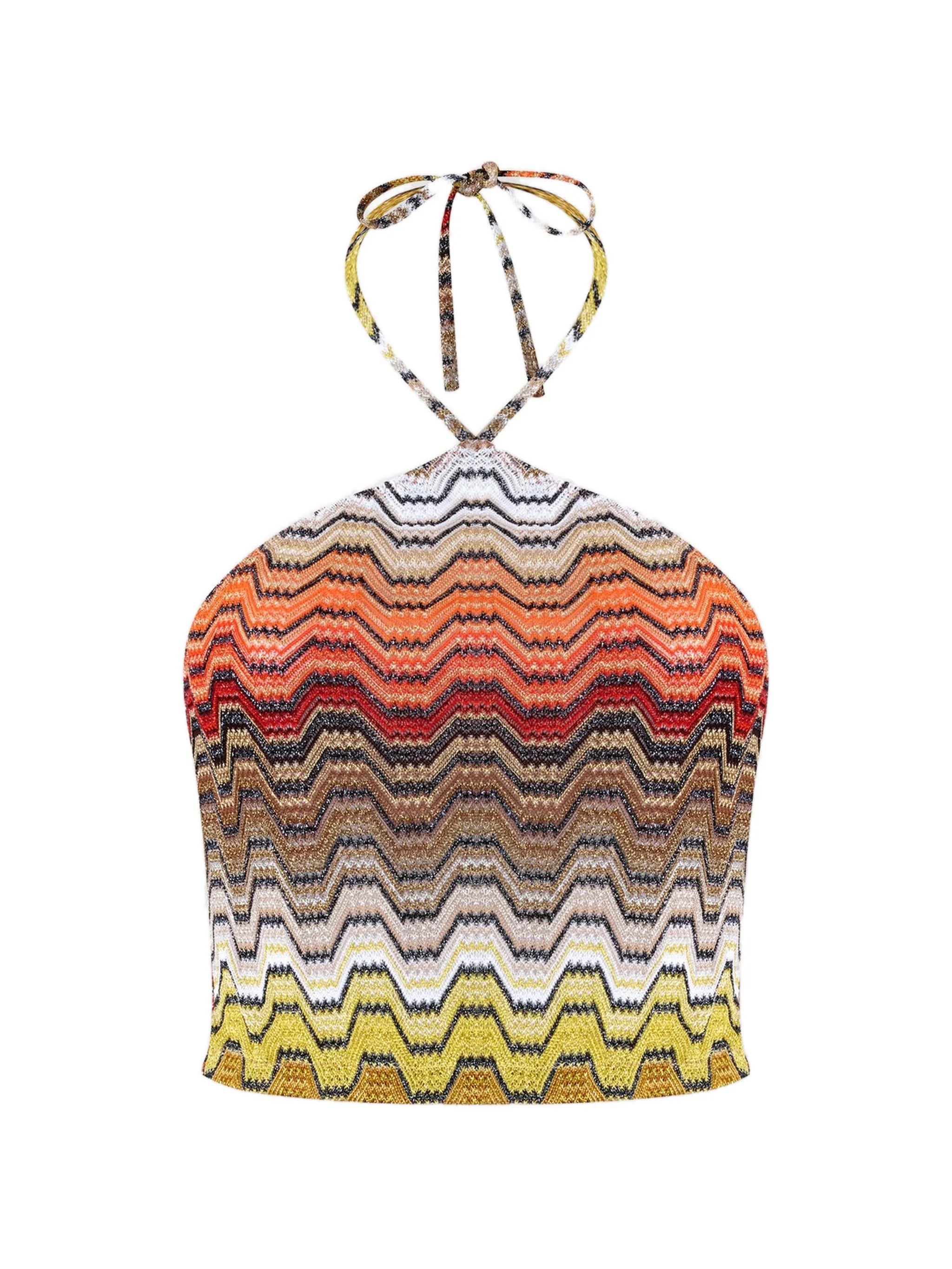 chevron-pattern halterneck top