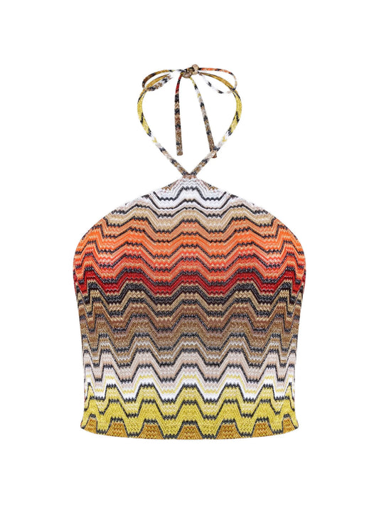 patterned halter-neck top