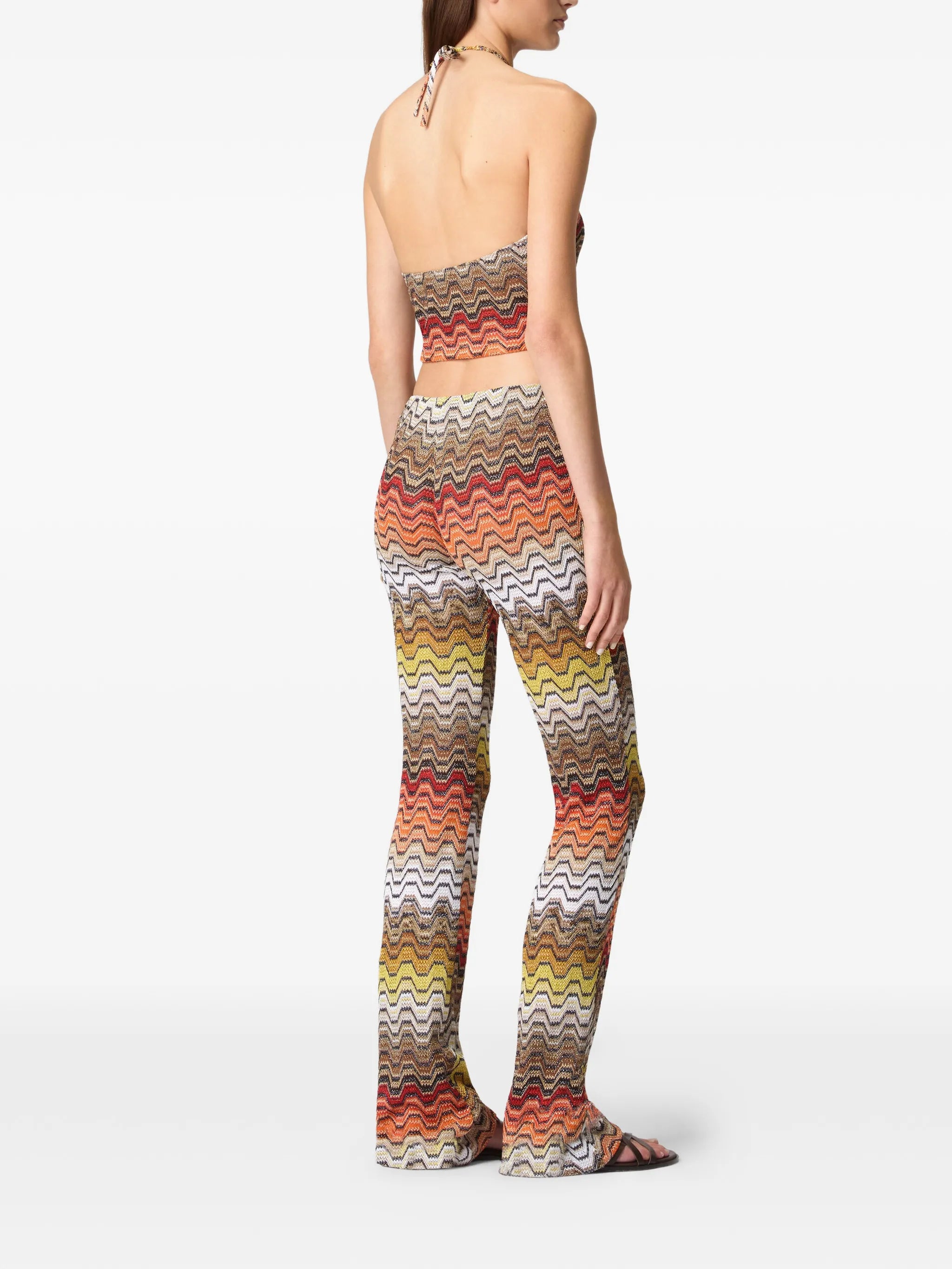 chevron-pattern halterneck top