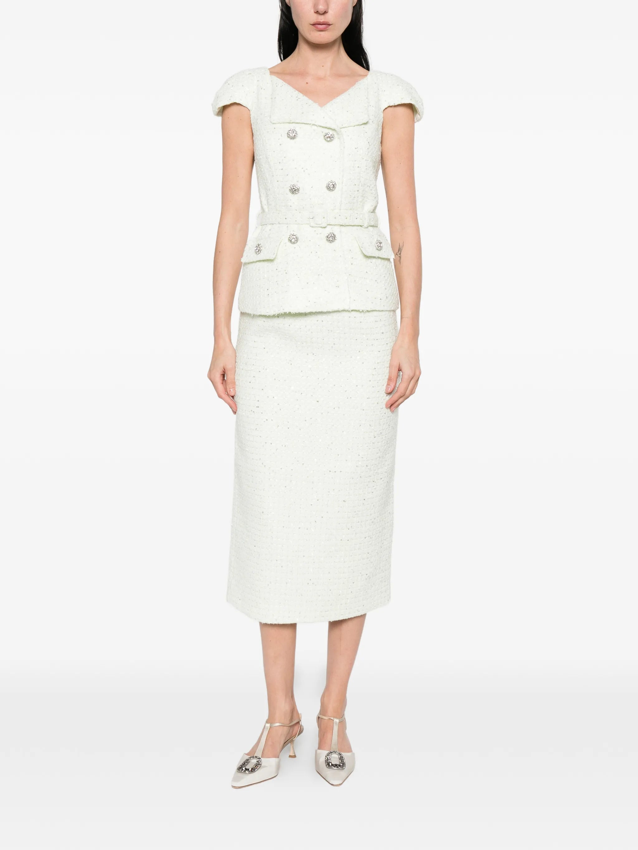 embellished double-breasted dress