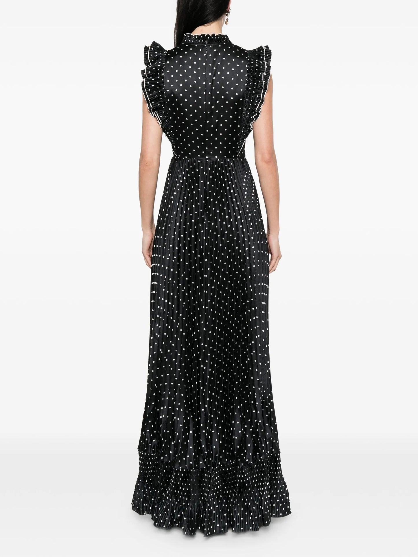 sleeveless polka dot maxi dress
