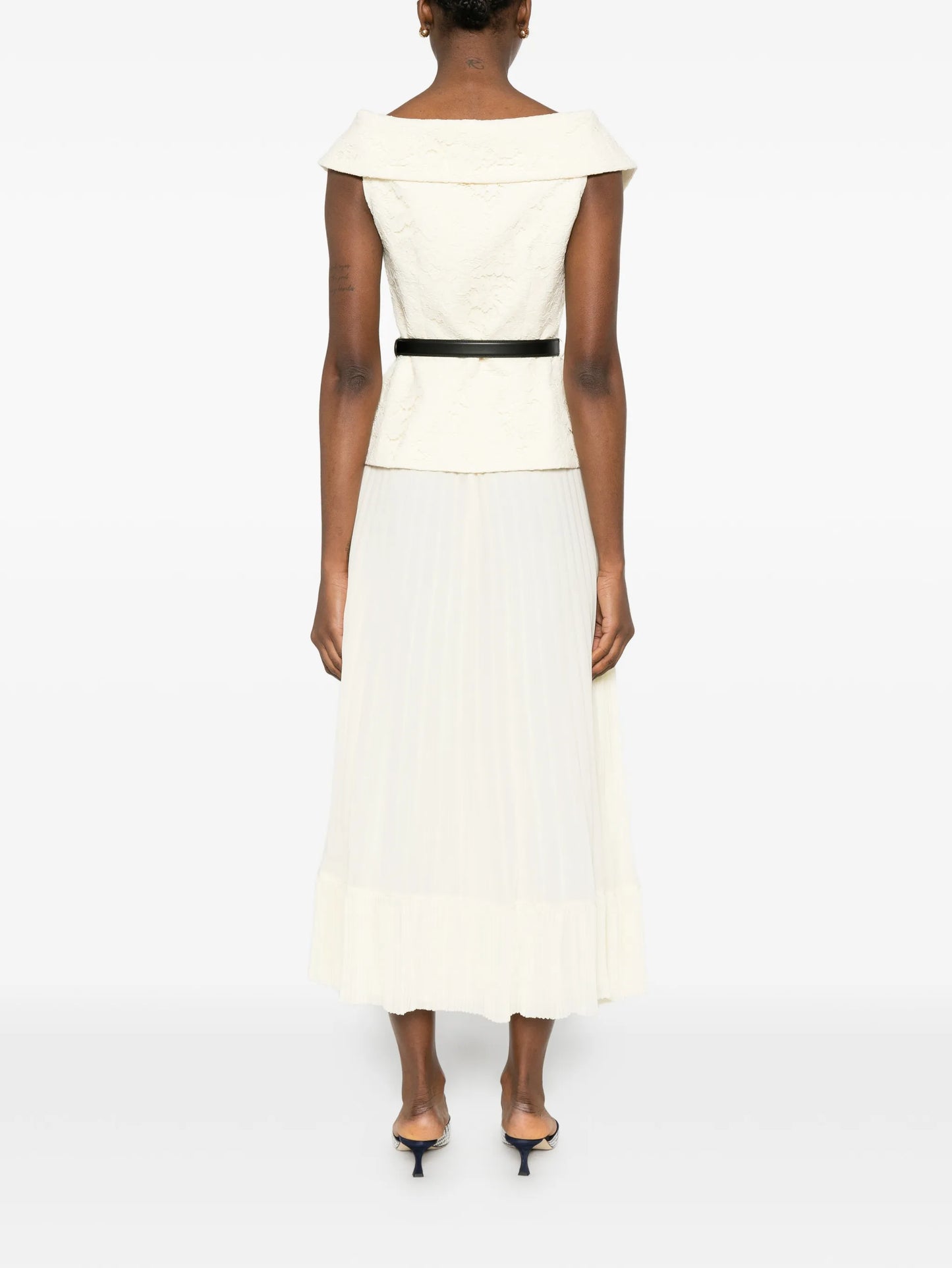 lace chiffon midi dress