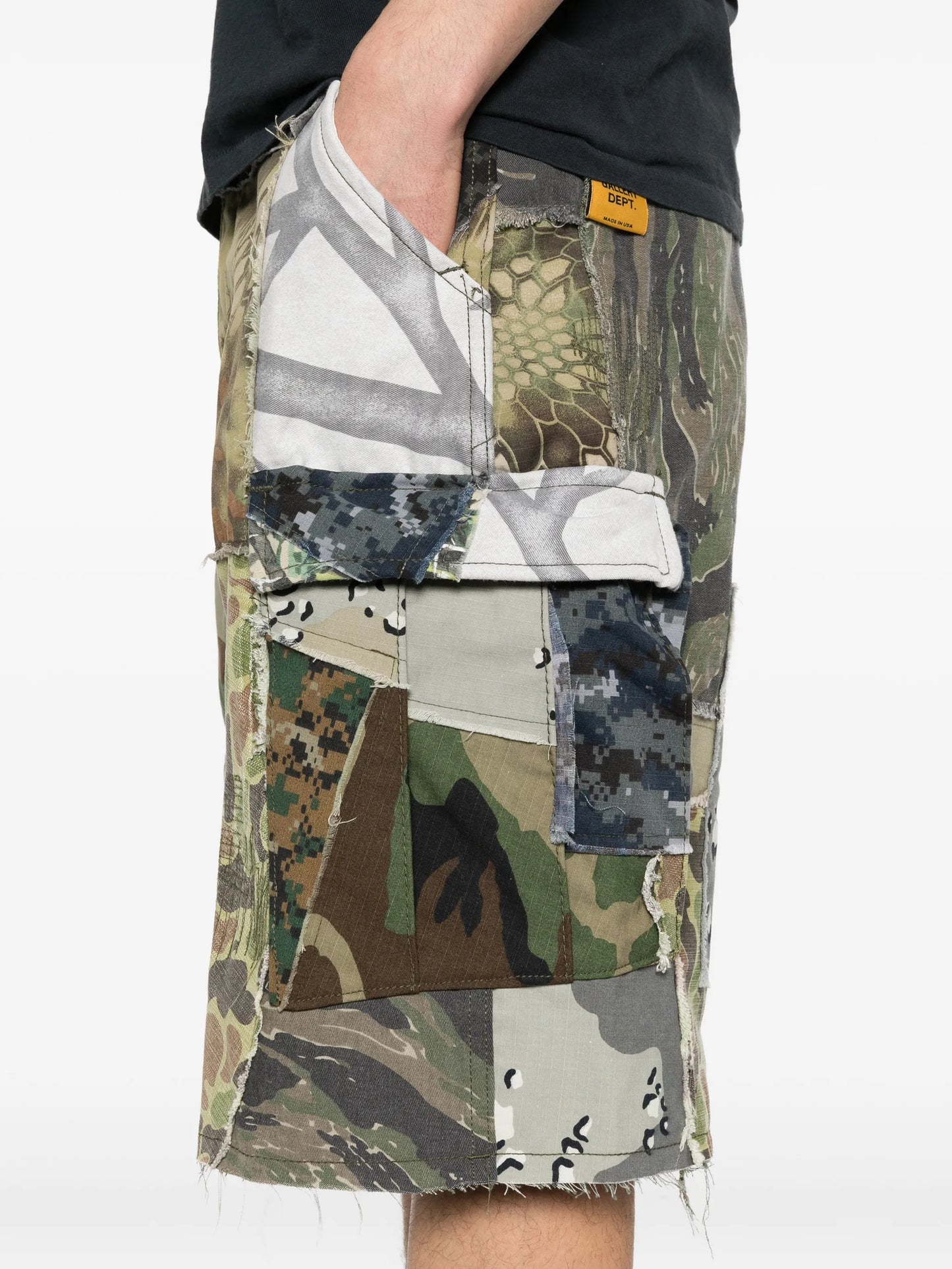 multiple-print patchwork shorts