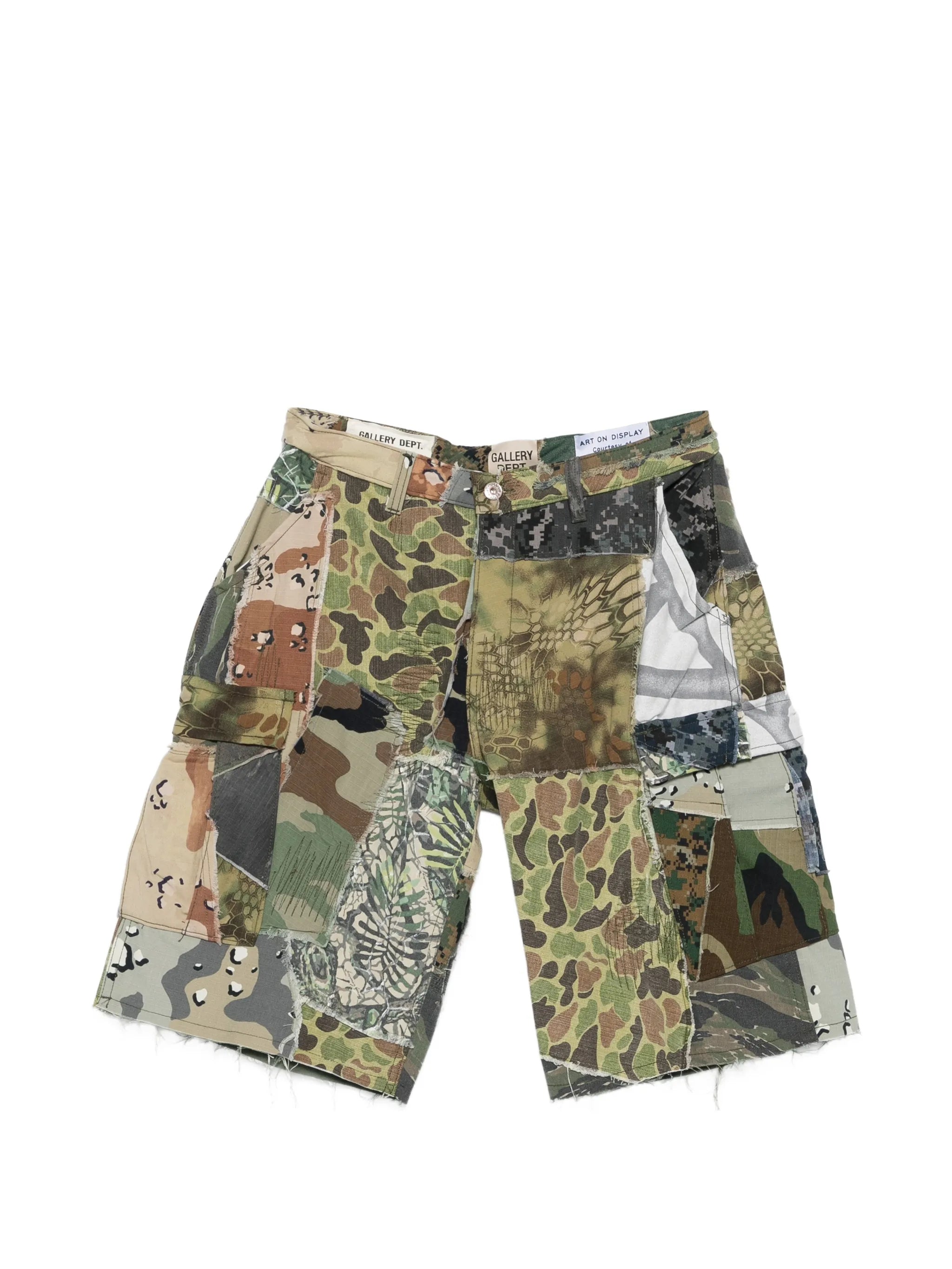 multiple-print patchwork shorts